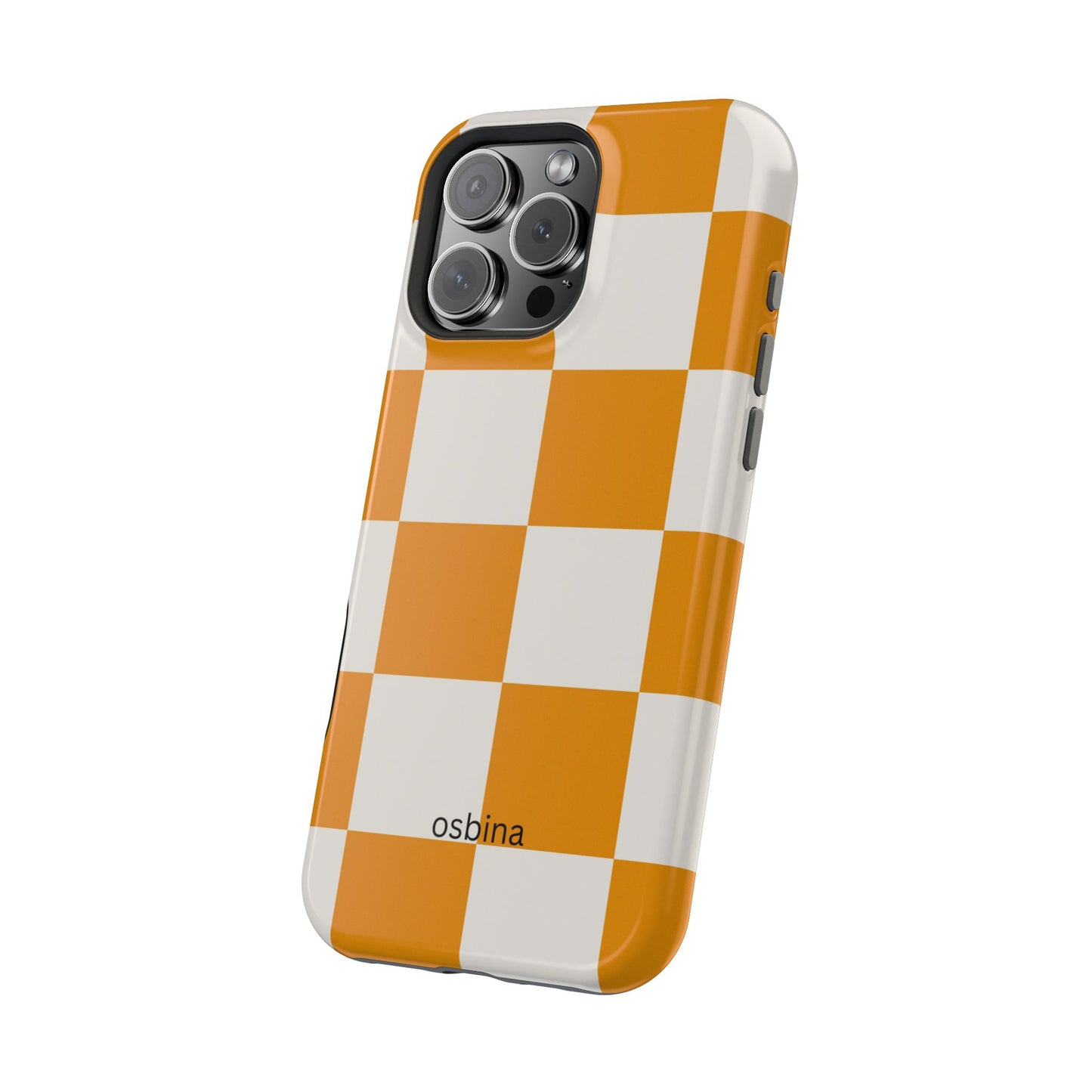 osbina | MagSafe Compatible for iPhone | Check You Out — The Orange + White Check Case | The Season Collective