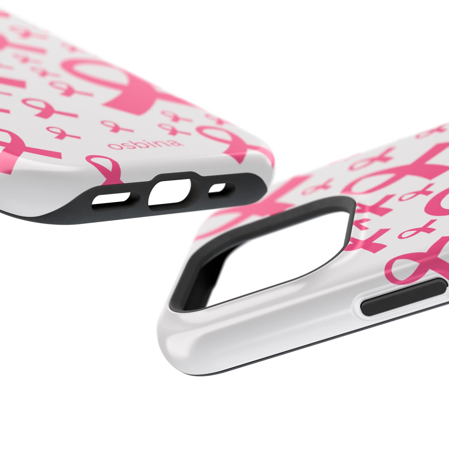 osbina | MagSafe compatible for iPhone | Limited Edition Strength in Ribbons Case in Light Pink + Soft Pink + Hot Pink | The Pink October Collection | Inspired By