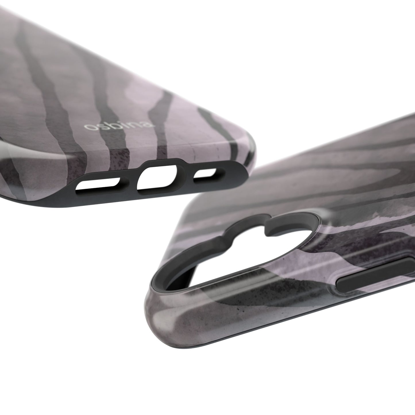osbina | MagSafe Compatible for iPhone | Stripes on Point — The Muted Gray + Black Tiger Case | The Season Collective