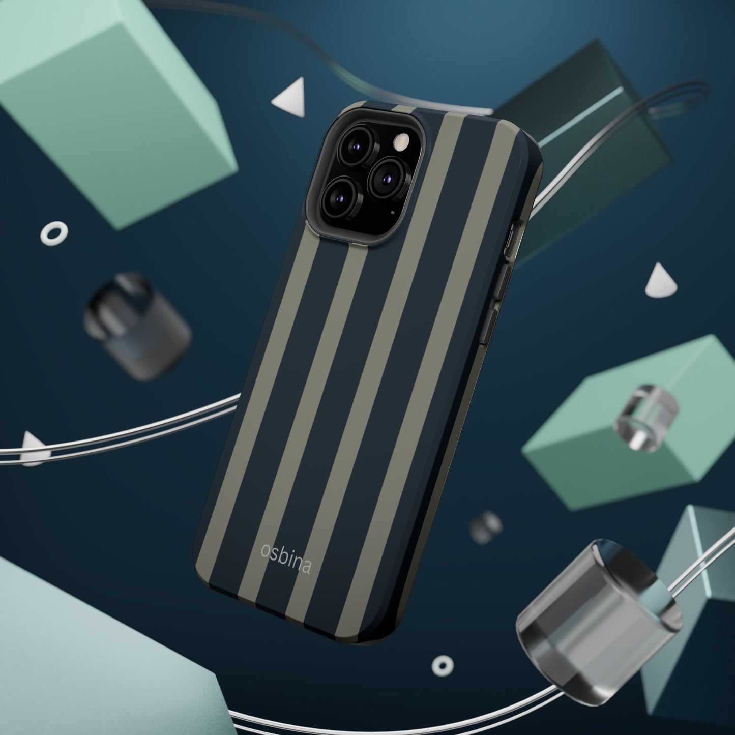 osbina | MagSafe compatible for iPhone | Grayhaven Navy & Gray Sophisticated Phone Case | Modern Muse Collection