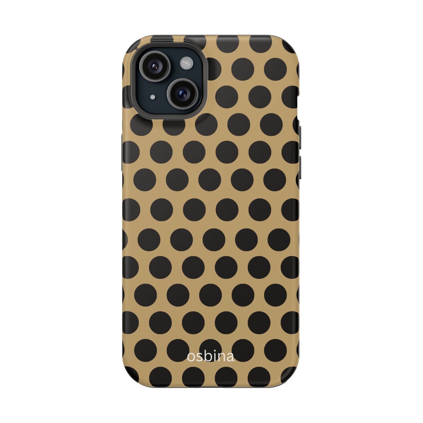osbina | MagSafe compatible for iPhone | Camel Noir Dots Phone Case | Modern Muse Collection