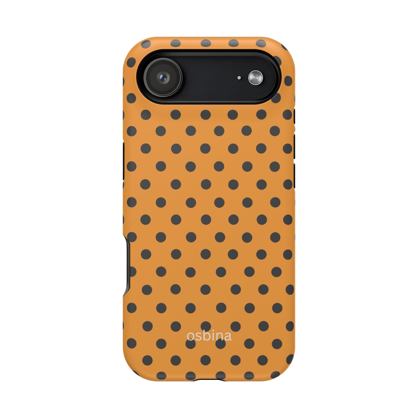 osbina | MagSafe Compatible for iPhone | Spot On Chic — The Orange + Black Polka Dot Case | The Season Collective