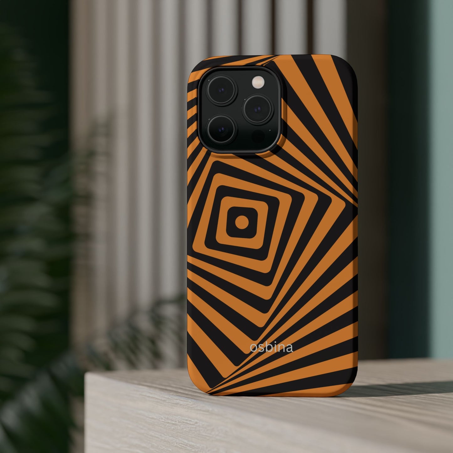 osbina | MagSafe Compatible for iPhone | Step Into the Zone — The Orange + Black Spiral Case | The Season Collective