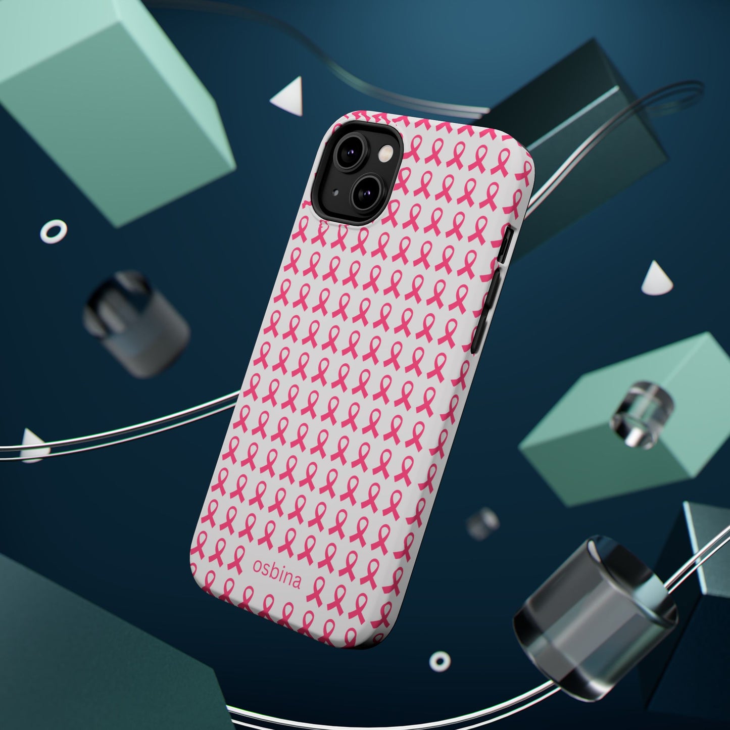osbina | MagSafe compatible for iPhone | Limited Edition The Side By Side Pink Ribbons Case in Light Pink + Soft Pink + Hot Pink | The Pink October Collection | Inspired By