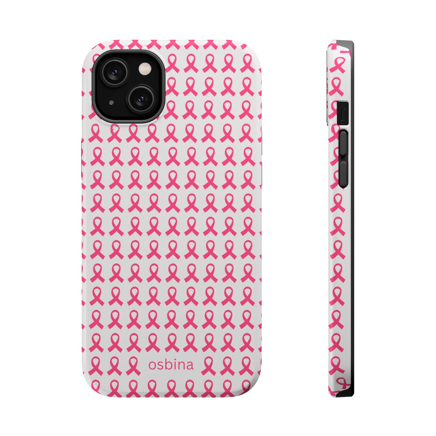 osbina | MagSafe compatible for iPhone | Limited Edition The Side By Side Pink Ribbons Case in Light Pink + Soft Pink + Hot Pink | The Pink October Collection | Inspired By