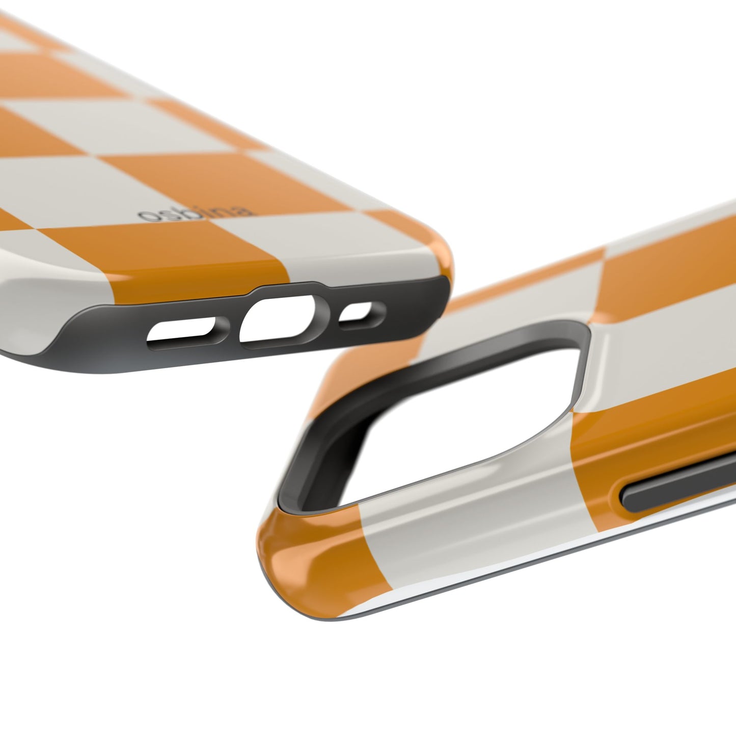 osbina | MagSafe Compatible for iPhone | Check You Out — The Orange + White Check Case | The Season Collective