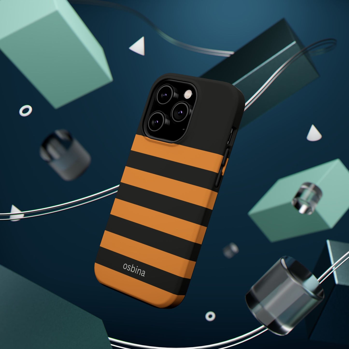 osbina | MagSafe Compatible for iPhone | The Horizon Stripe Case in Black + Orange | The Season Collective
