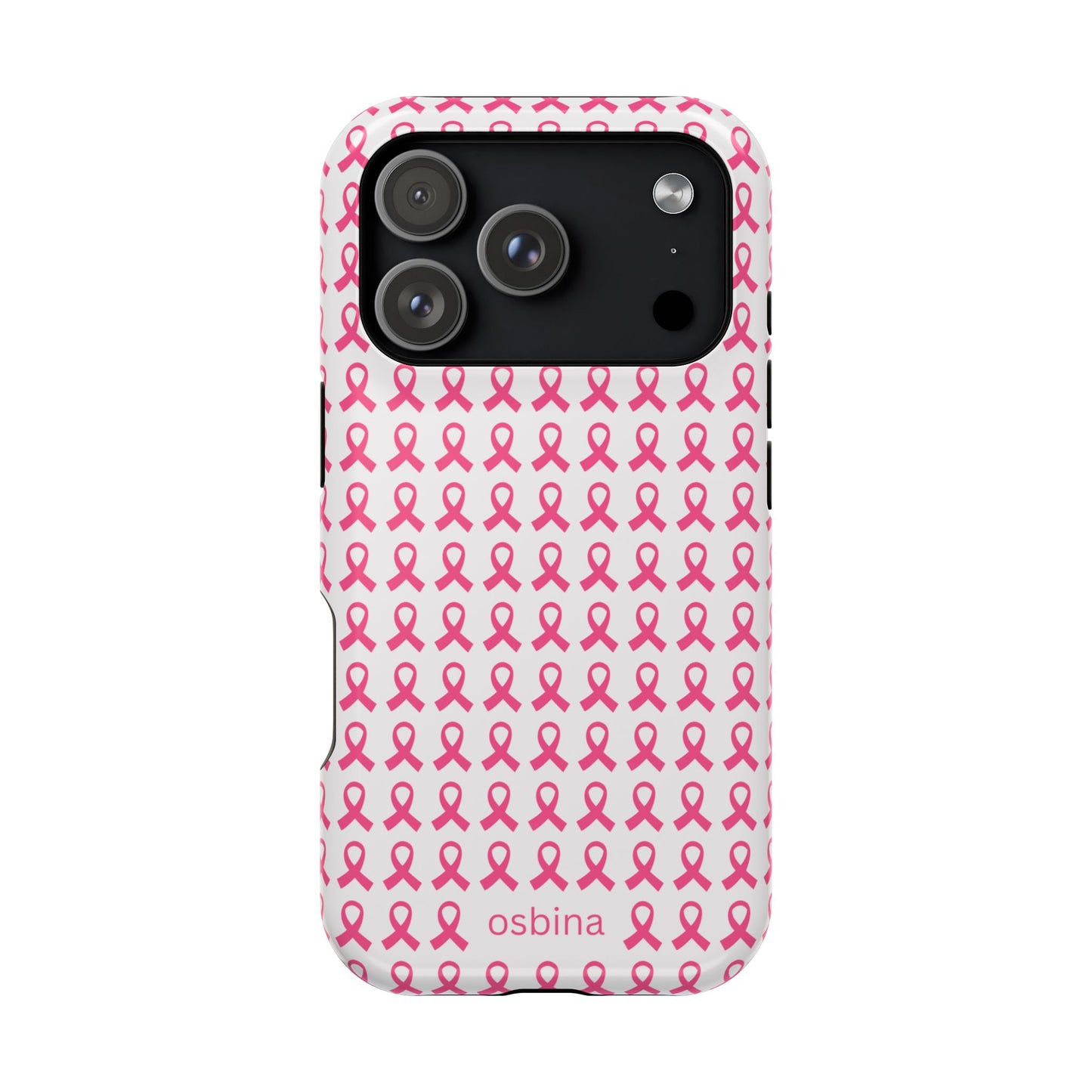 osbina | MagSafe compatible for iPhone | Limited Edition The Side By Side Pink Ribbons Case in Light Pink + Soft Pink + Hot Pink | The Pink October Collection | Inspired By