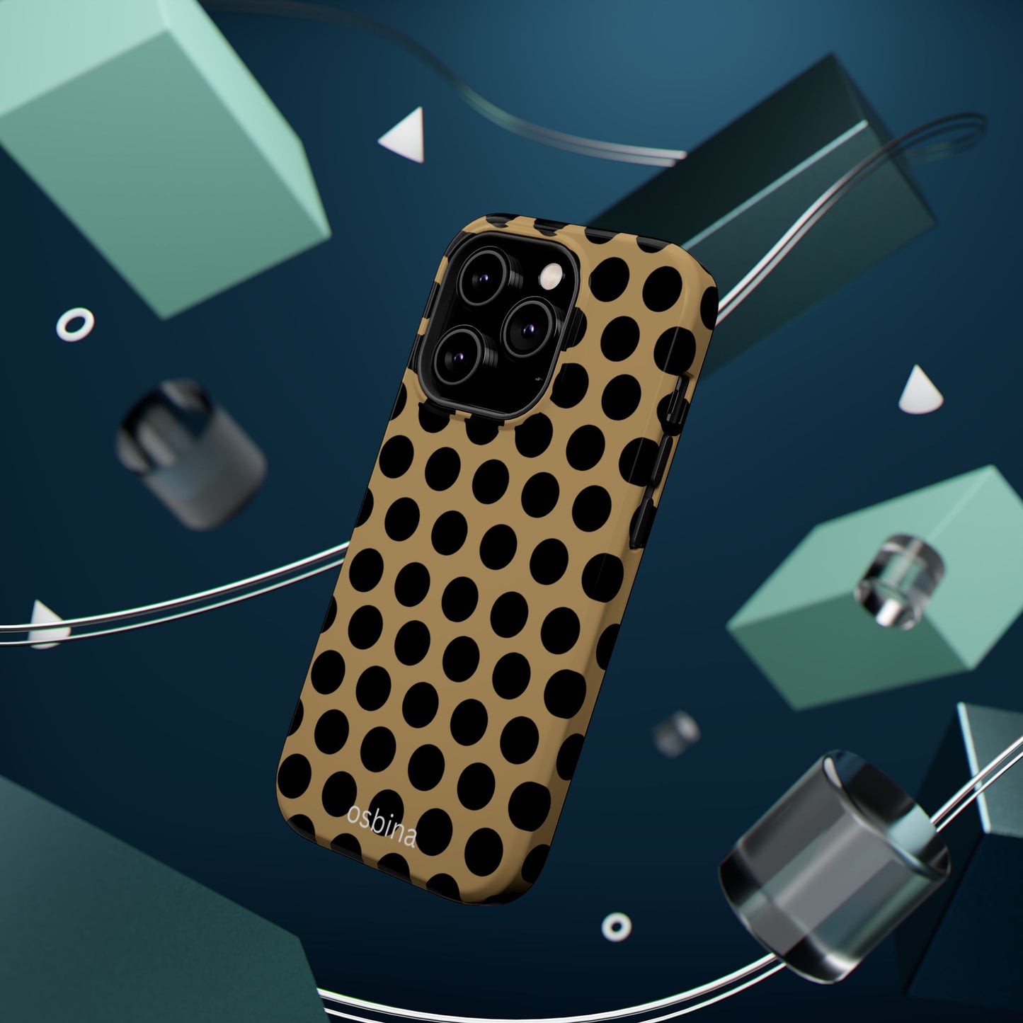 osbina | MagSafe compatible for iPhone | Camel Noir Dots Phone Case | Modern Muse Collection