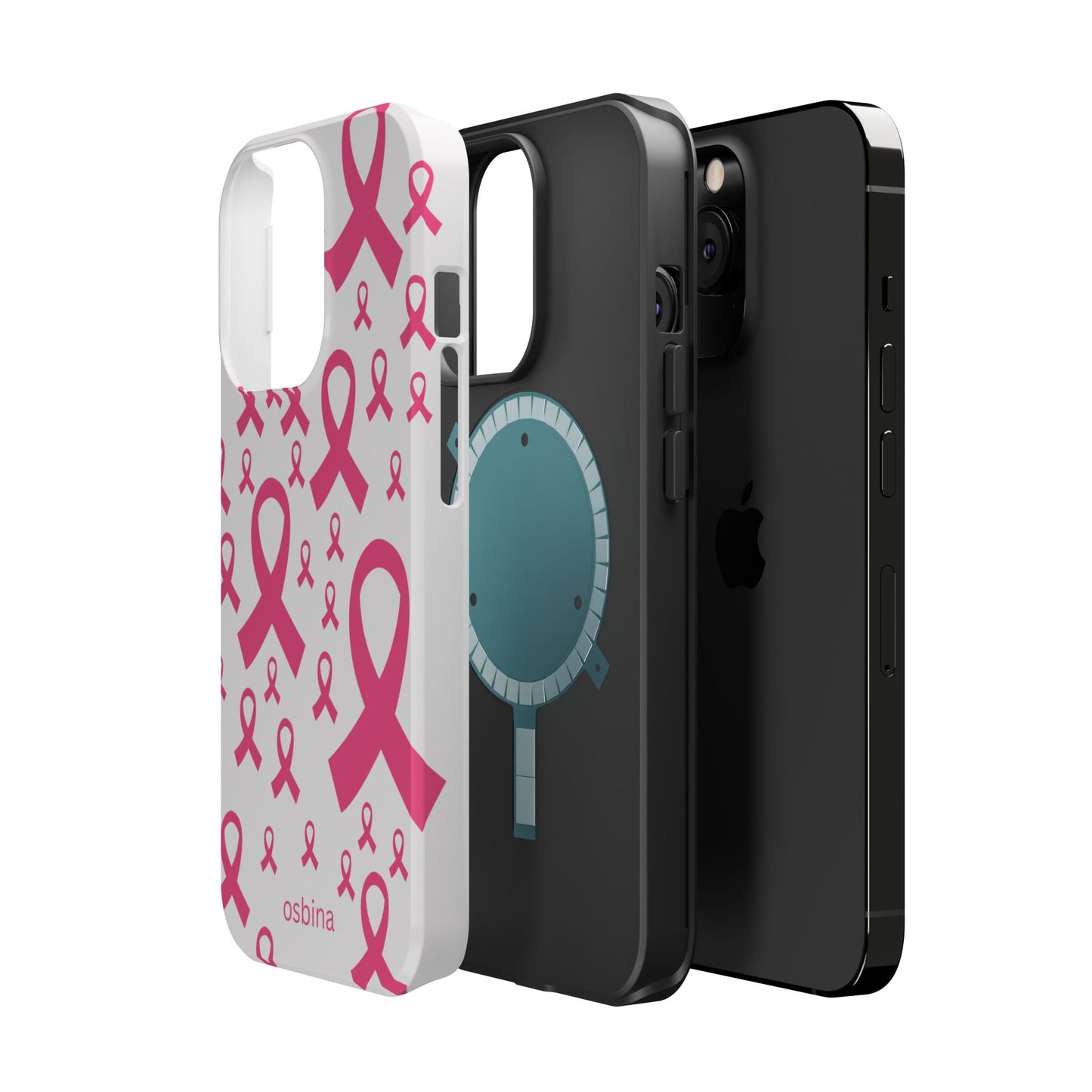 osbina | MagSafe compatible for iPhone | Limited Edition Strength in Ribbons Case in Light Pink + Soft Pink + Hot Pink | The Pink October Collection | Inspired By