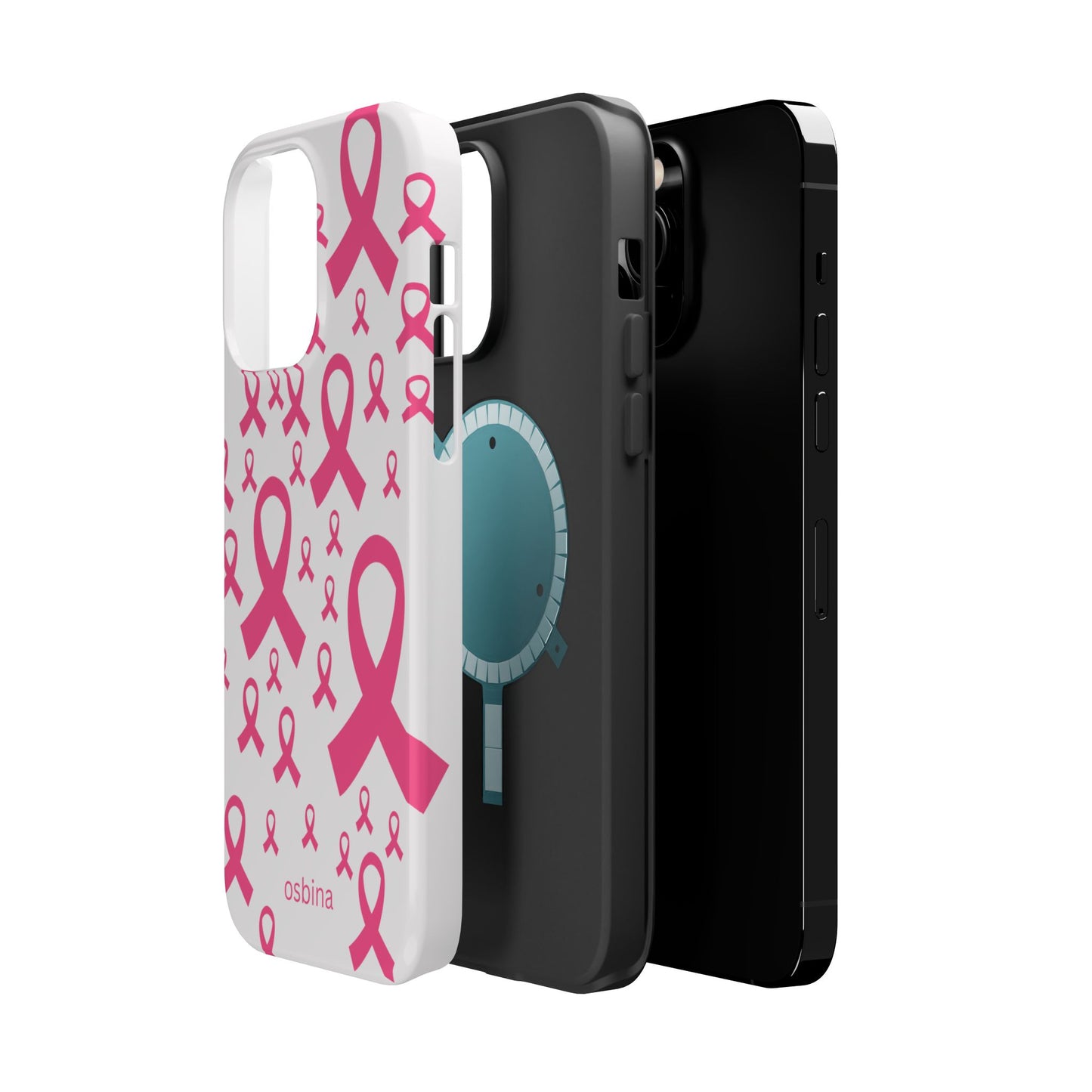 osbina | MagSafe compatible for iPhone | Limited Edition Strength in Ribbons Case in Light Pink + Soft Pink + Hot Pink | The Pink October Collection | Inspired By