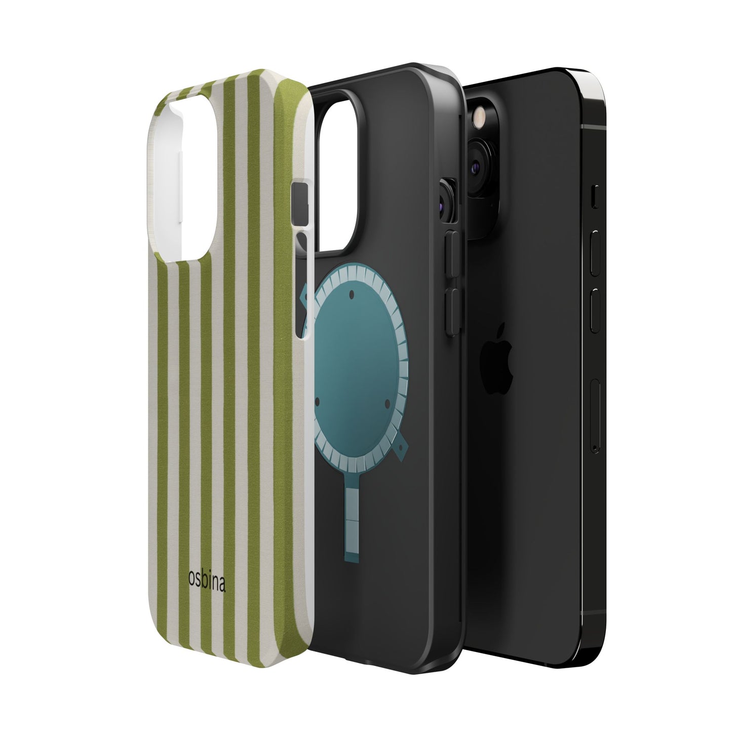 osbina | MagSafe compatible for iPhone | Verde Stripe Phone Case | Color Edit Collection