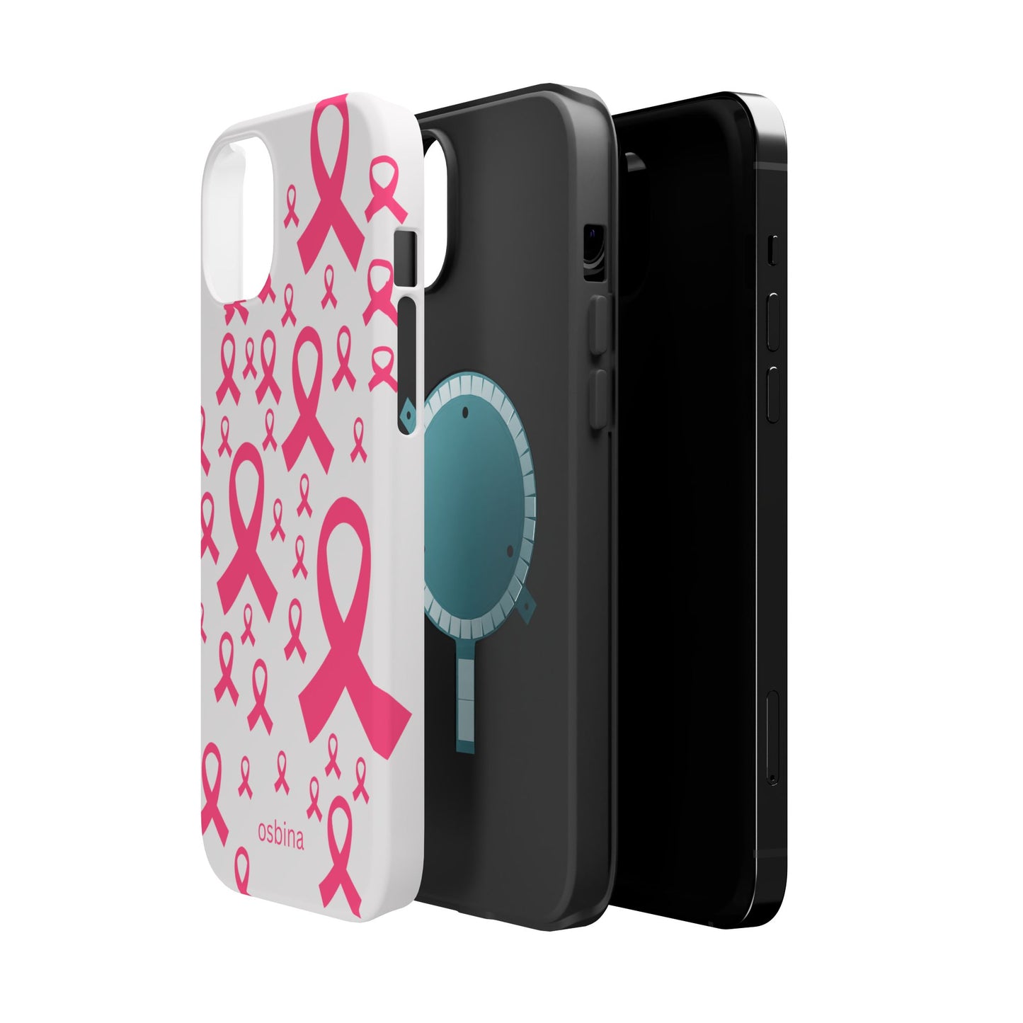 osbina | MagSafe compatible for iPhone | Limited Edition Strength in Ribbons Case in Light Pink + Soft Pink + Hot Pink | The Pink October Collection | Inspired By