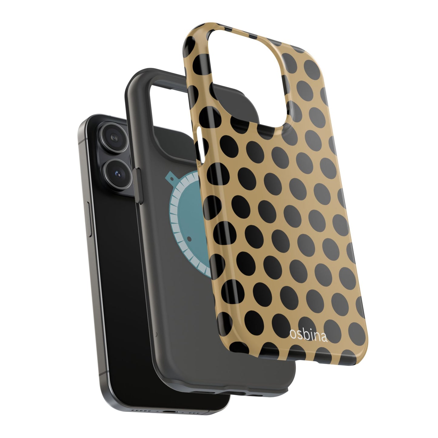 osbina | MagSafe compatible for iPhone | Camel Noir Dots Phone Case | Modern Muse Collection