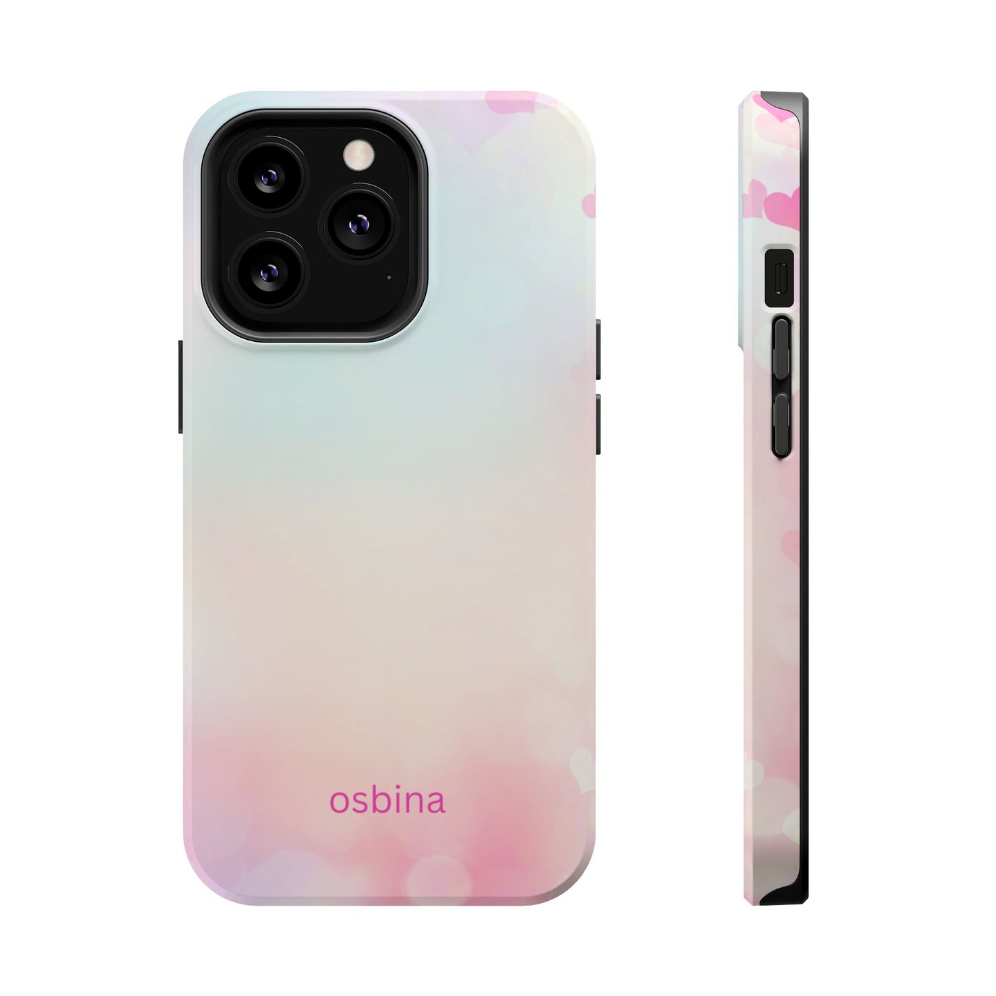 osbina | MagSafe compatible for iPhone | The Cotton Candy Hearts Case | YAYOU Collection Supporting Shine Like Sable