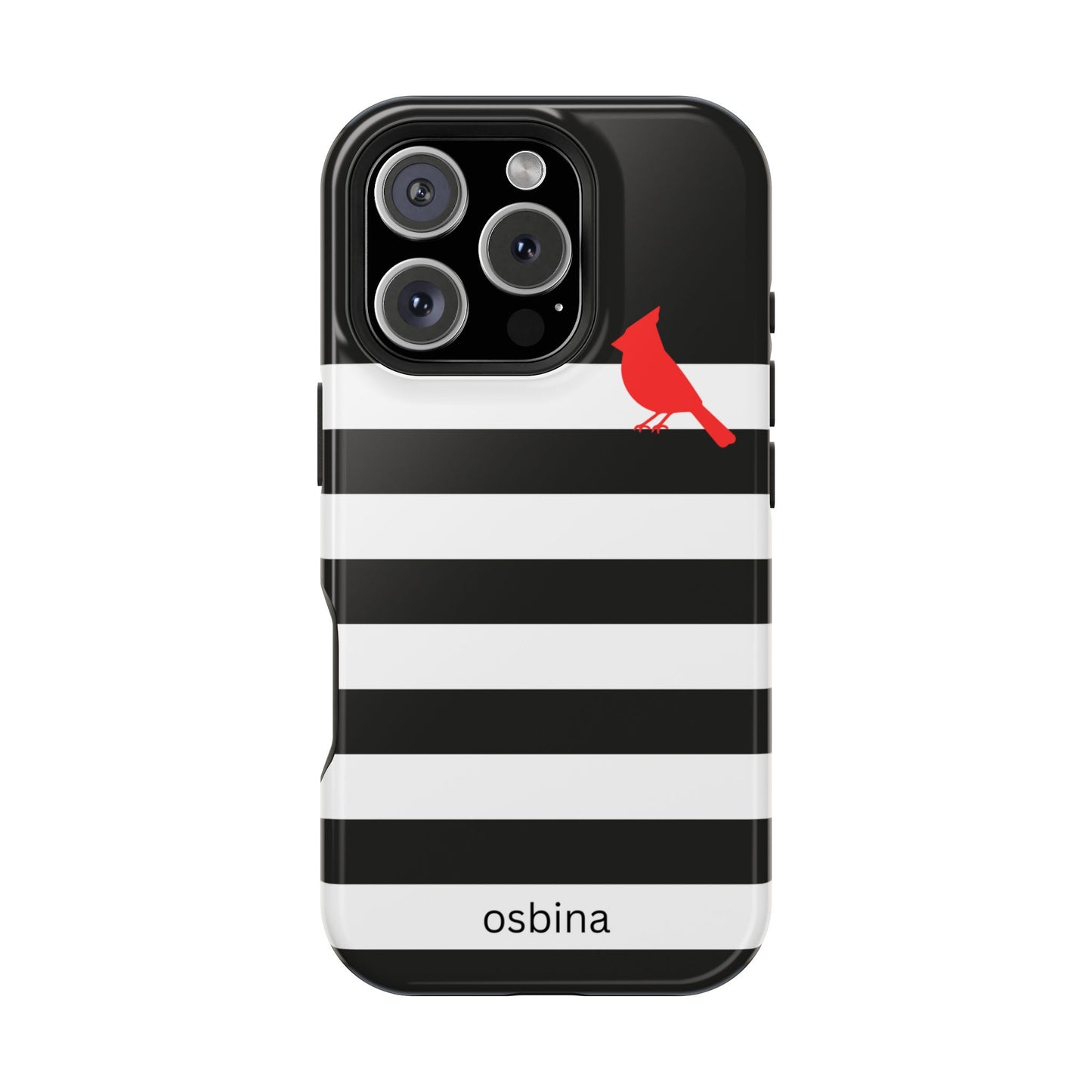 osbina | MagSafe compatible for iPhone | Redbird Edition Thinking of You Phone Case Black & White Stripe | Inspired By Collection