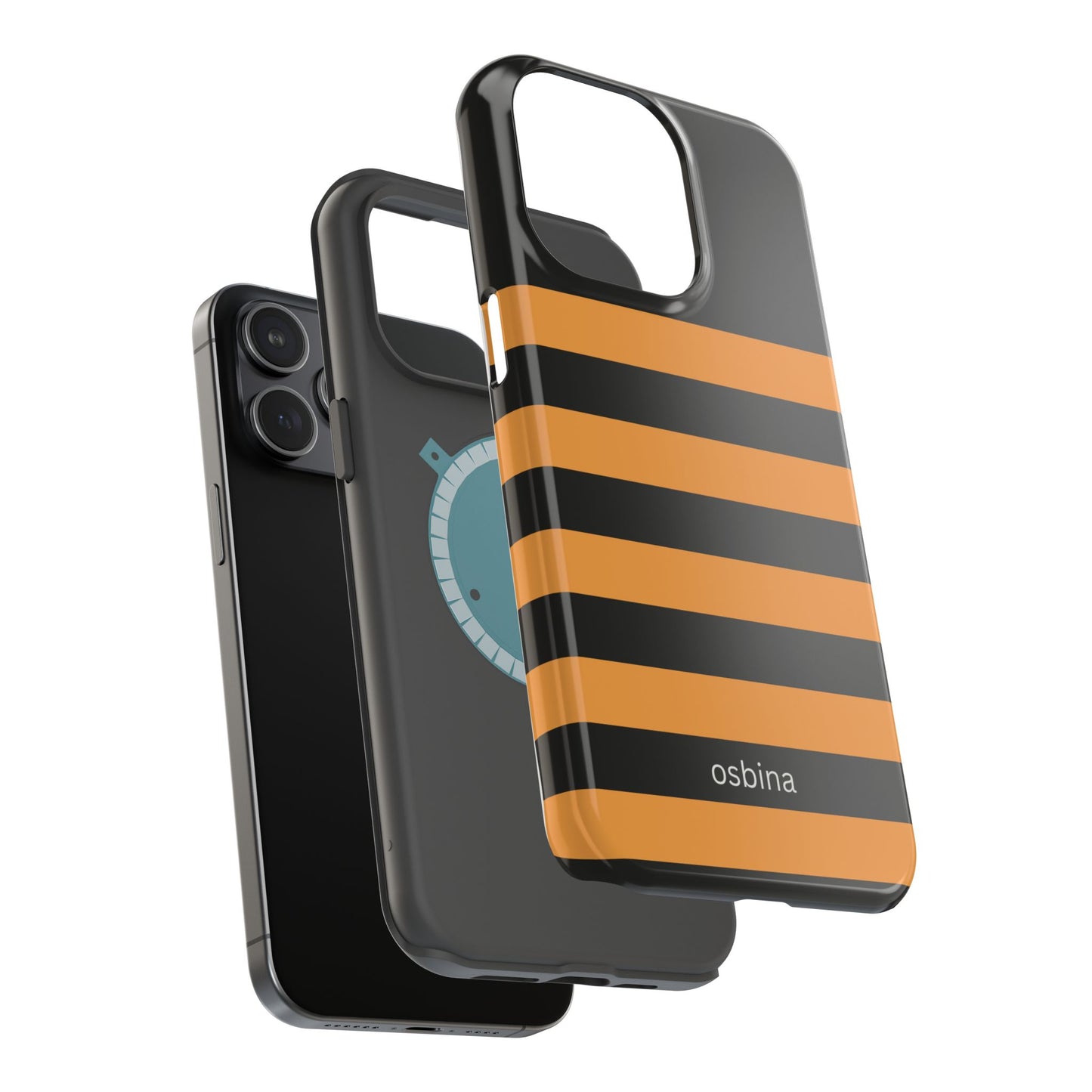 osbina | MagSafe Compatible for iPhone | The Horizon Stripe Case in Black + Orange | The Season Collective