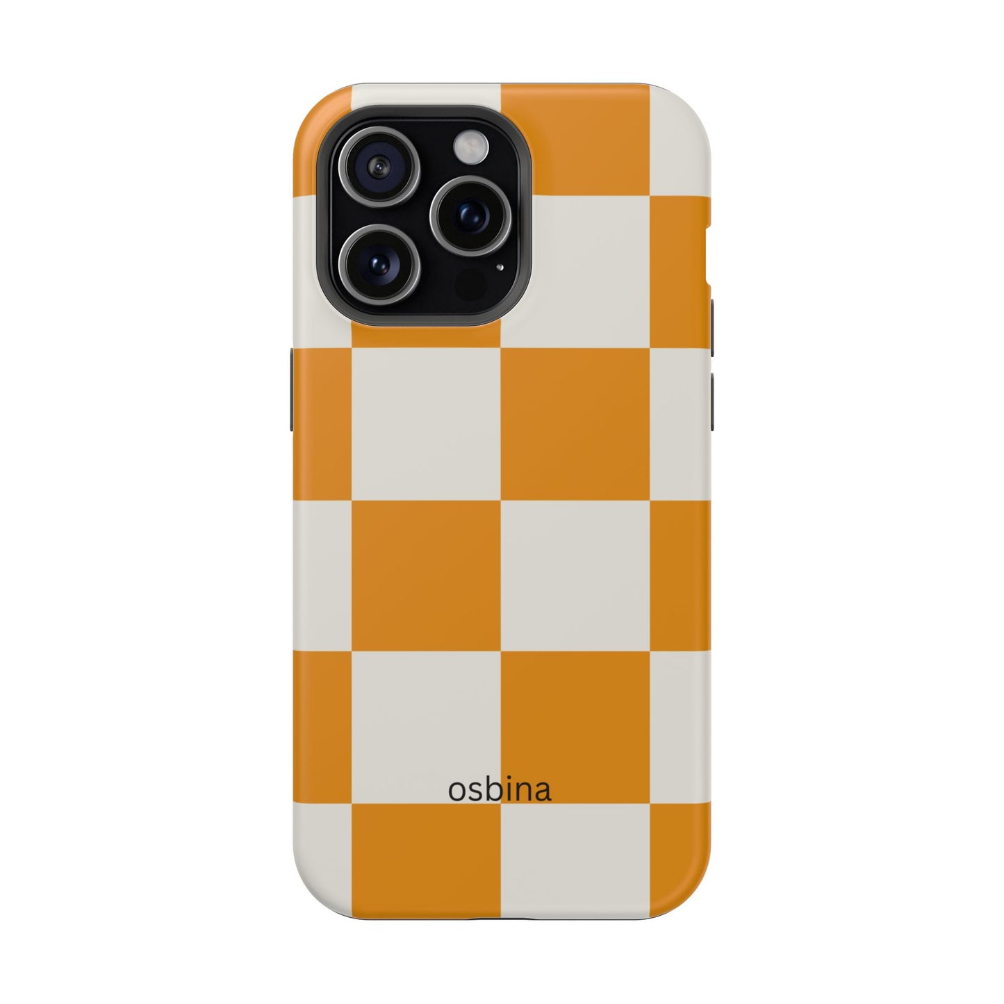 osbina | MagSafe Compatible for iPhone | Check You Out — The Orange + White Check Case | The Season Collective
