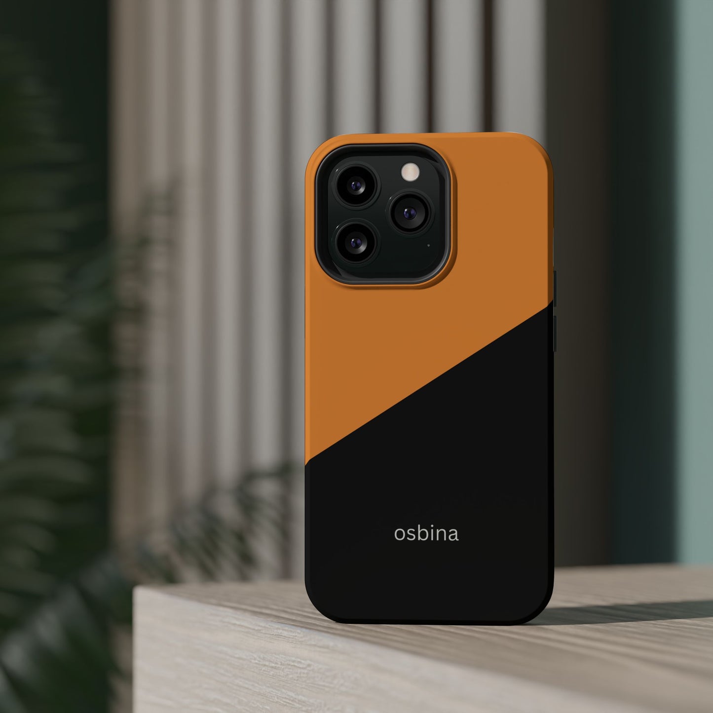 osbina | MagSafe Compatible for iPhone | Bold Moves Only — The Orange + Black Split Diagonal Case | The Season Collective