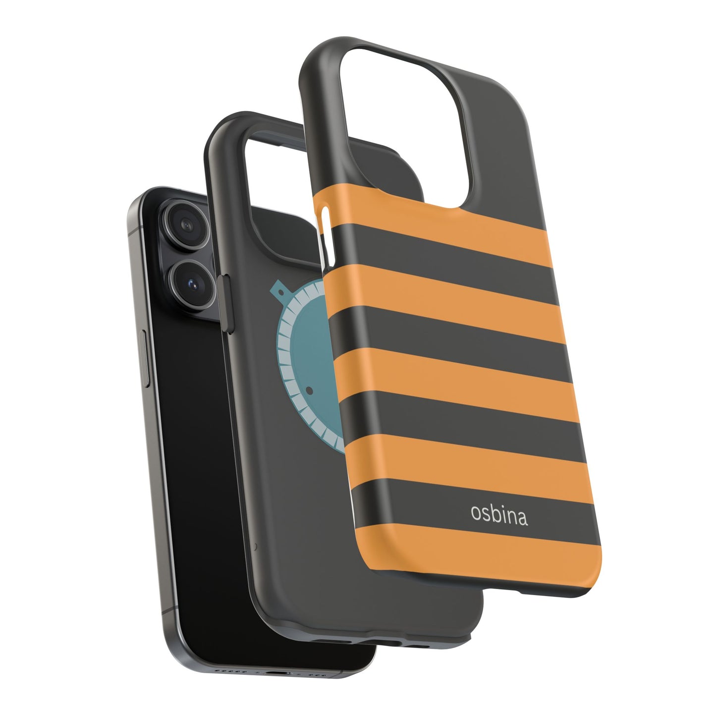 osbina | MagSafe Compatible for iPhone | The Horizon Stripe Case in Black + Orange | The Season Collective