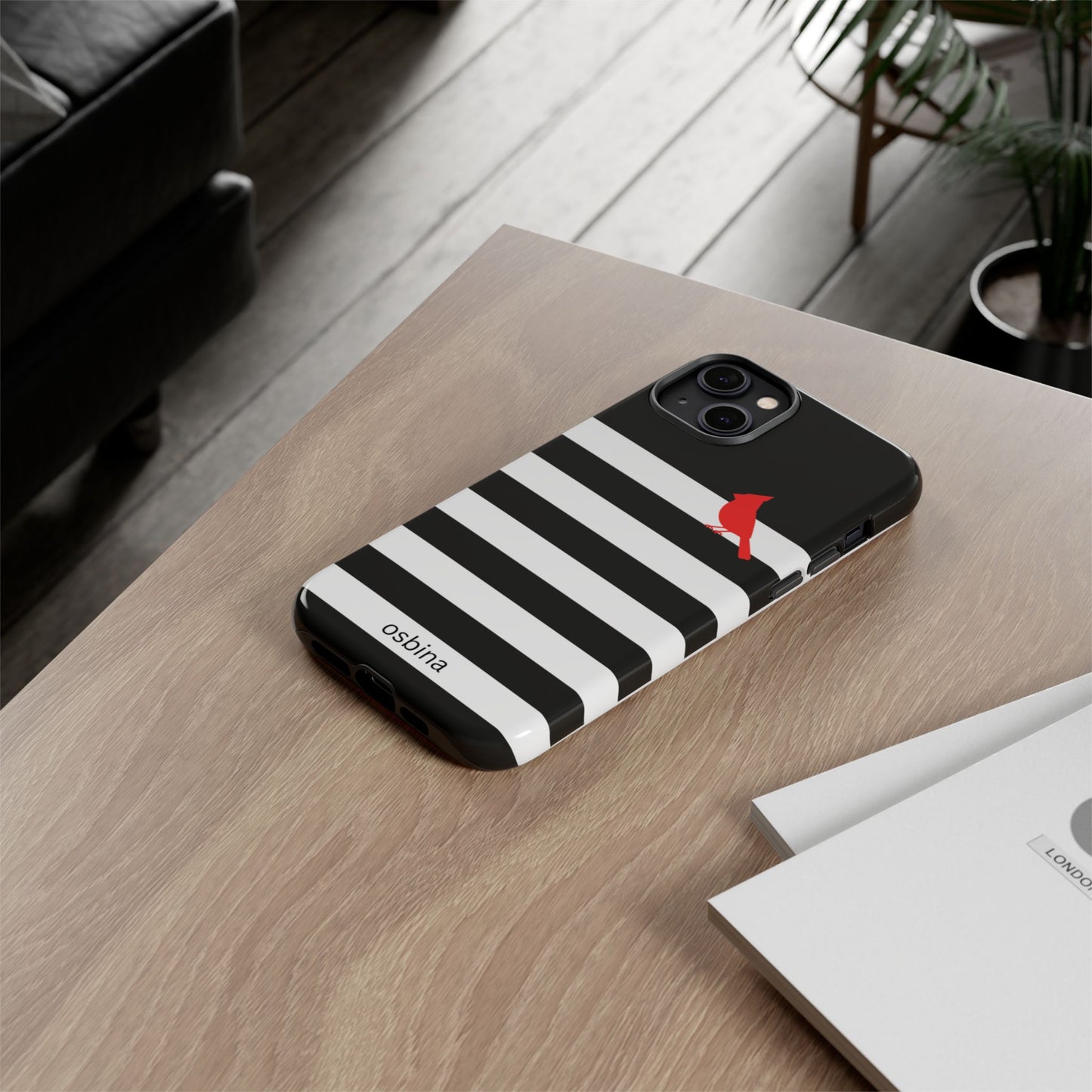 osbina | Redbird Edition Thinking of You Phone Case Black & White Stripe | Inspired By Collection