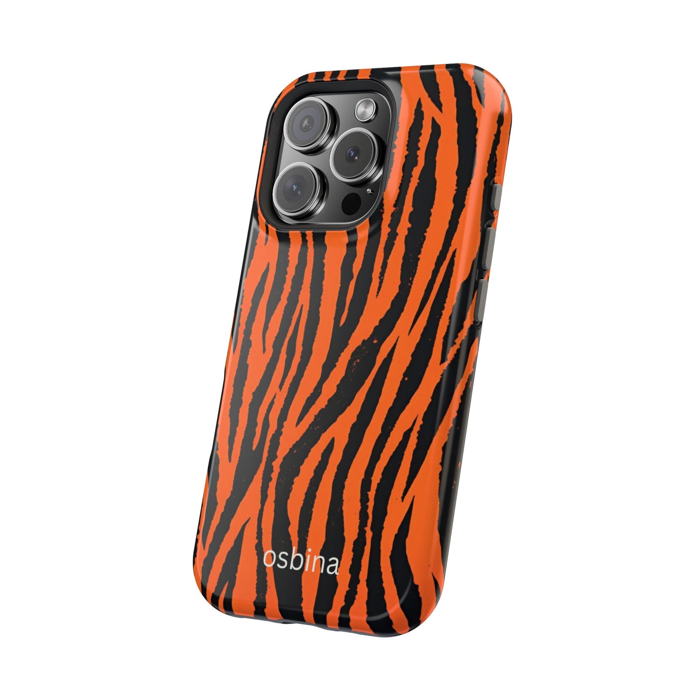 osbina | MagSafe Compatible for iPhone | Tiger, But Make It Chic — The Bengal Stripe Case in Orange + Black | The Season Collective