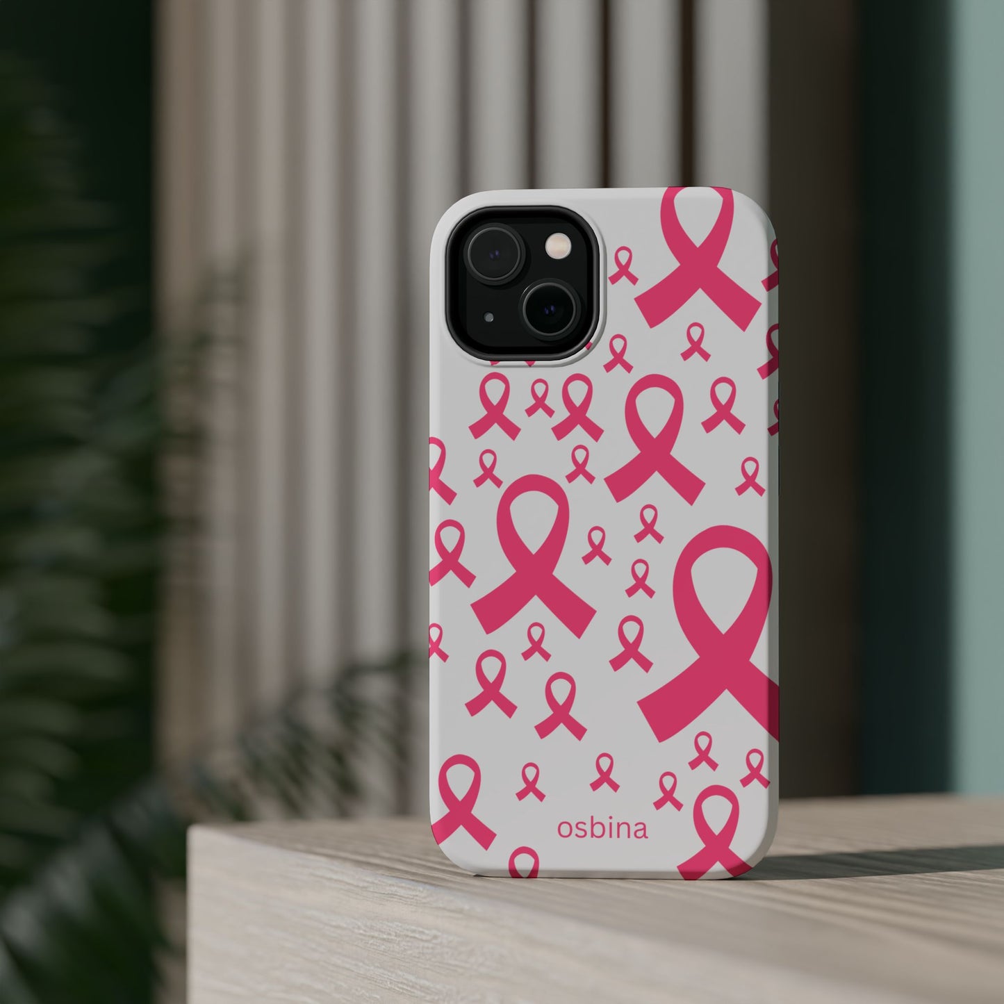 osbina | MagSafe compatible for iPhone | Limited Edition Strength in Ribbons Case in Light Pink + Soft Pink + Hot Pink | The Pink October Collection | Inspired By