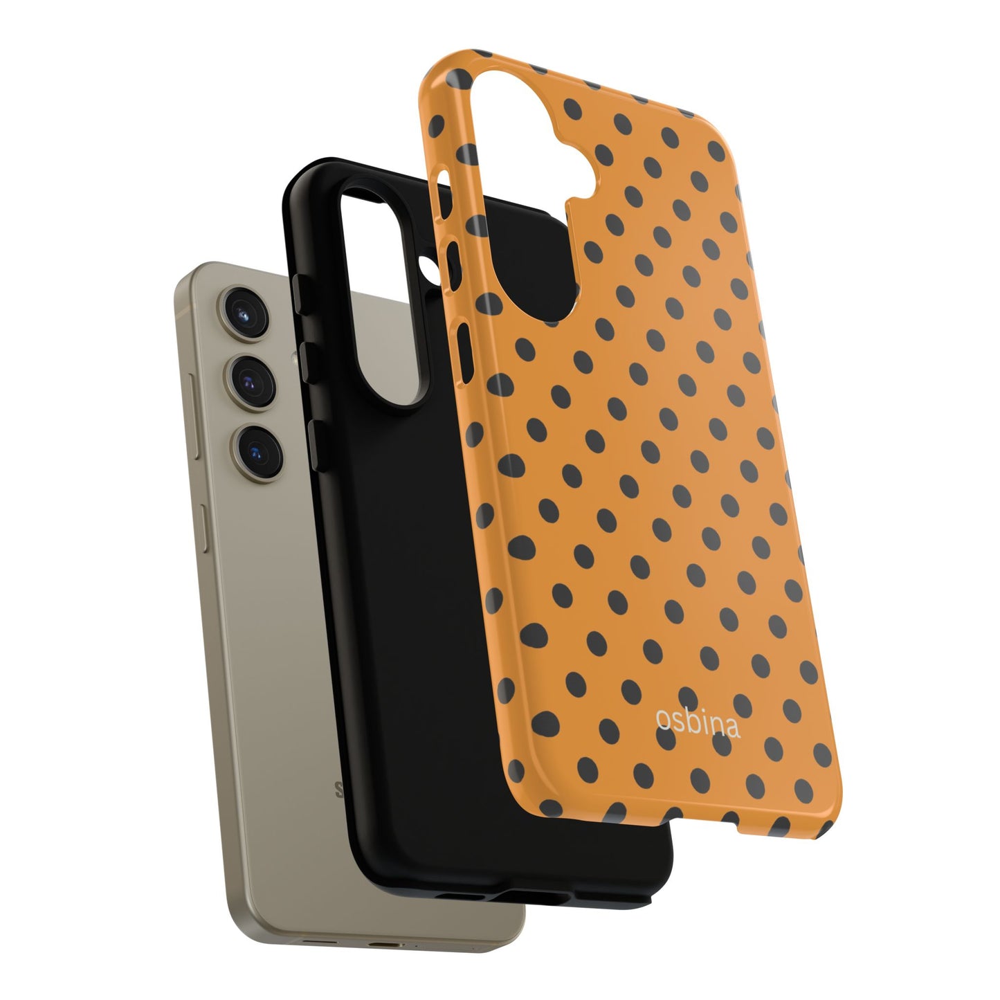 osbina | Spot On Chic — The Orange + Black Polka Dot Case | The Season Collective