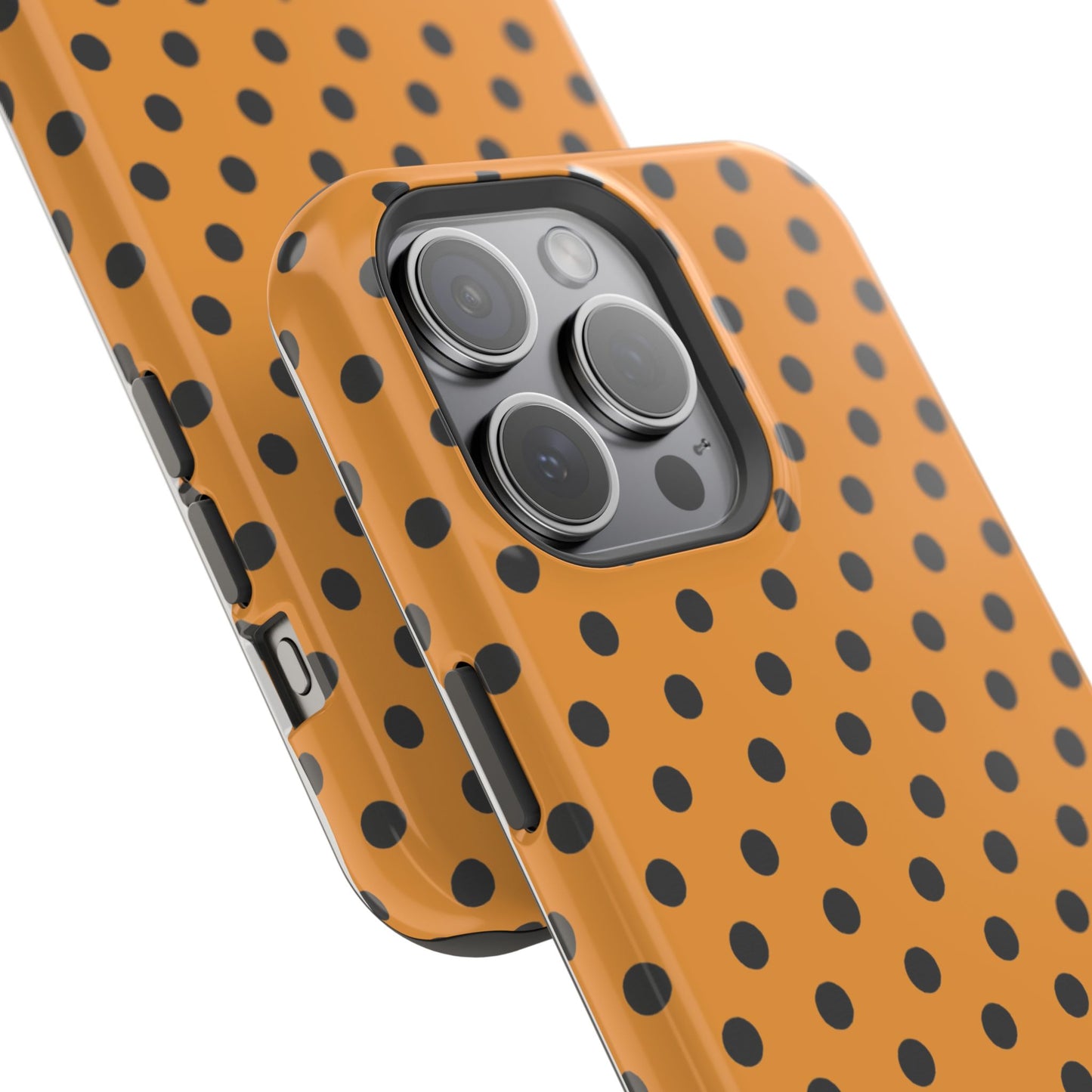 osbina | MagSafe Compatible for iPhone | Spot On Chic — The Orange + Black Polka Dot Case | The Season Collective