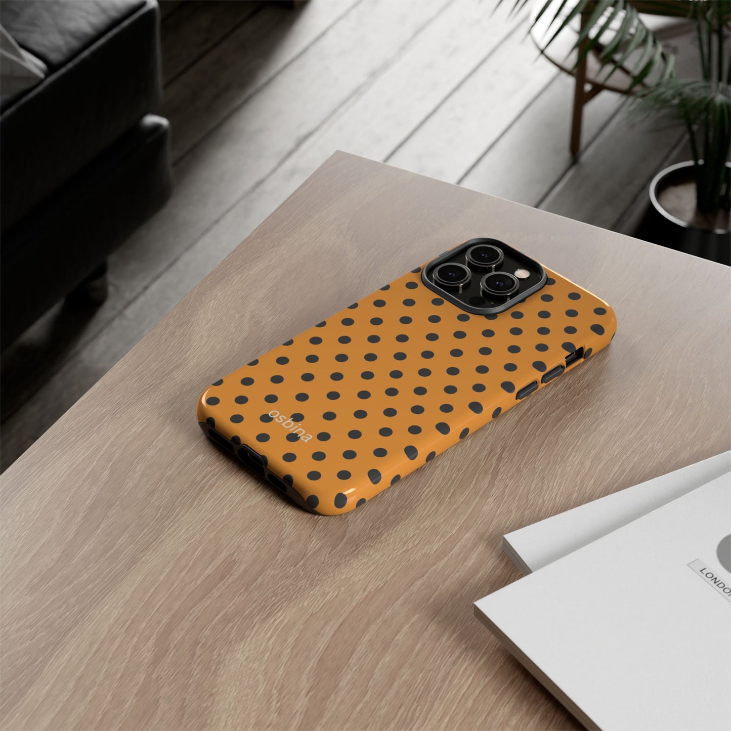 osbina | Spot On Chic — The Orange + Black Polka Dot Case | The Season Collective