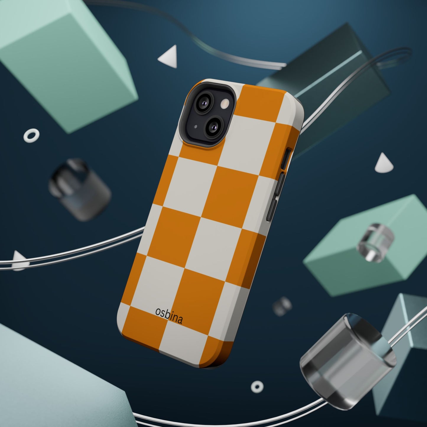 osbina | MagSafe Compatible for iPhone | Check You Out — The Orange + White Check Case | The Season Collective