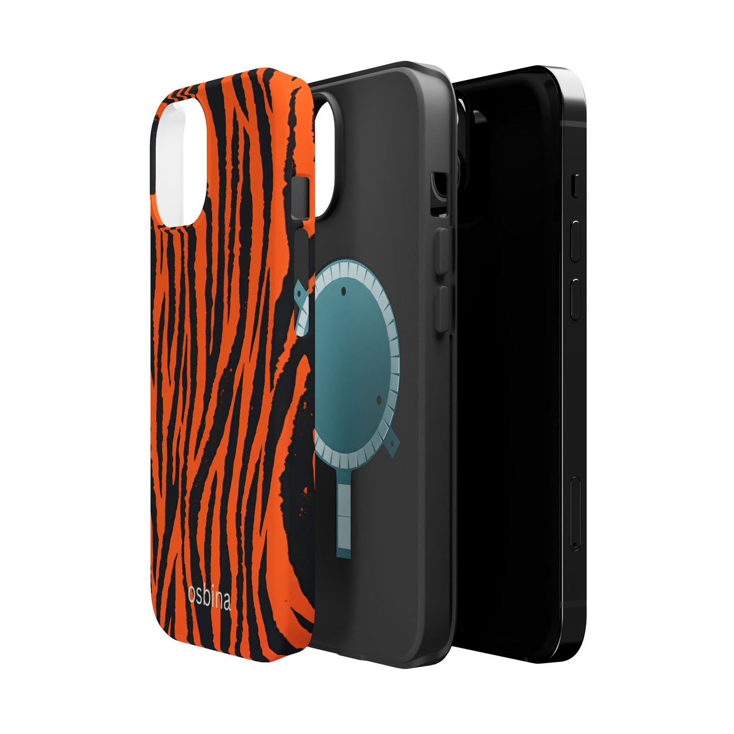 osbina | MagSafe Compatible for iPhone | Tiger, But Make It Chic — The Bengal Stripe Case in Orange + Black | The Season Collective