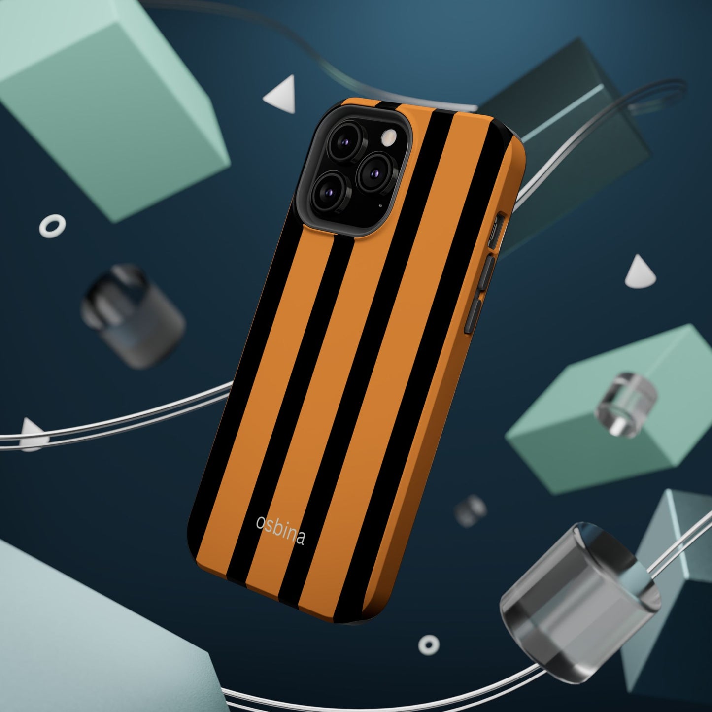 osbina | MagSafe Compatible for iPhone | The Statement Stripe Case in Black + Orange | The Season Collective