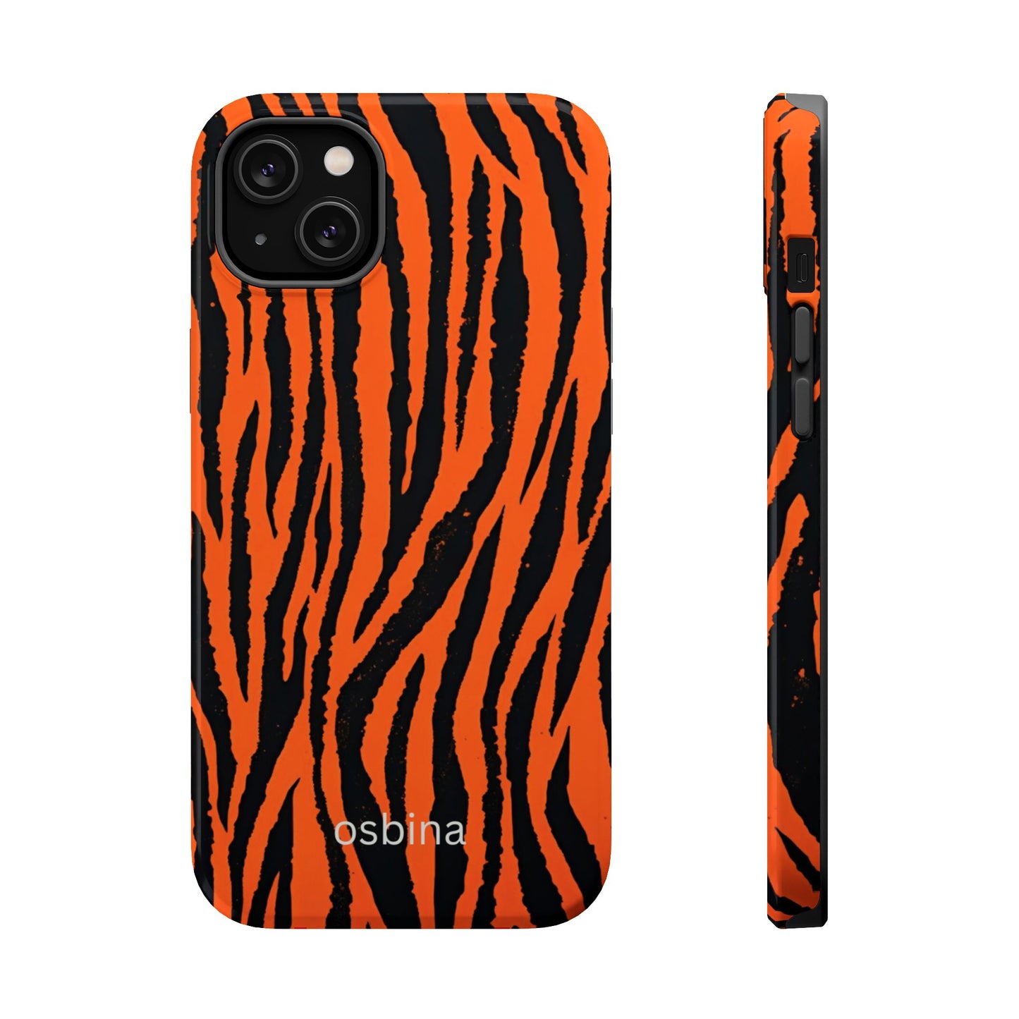 osbina | MagSafe Compatible for iPhone | Tiger, But Make It Chic — The Bengal Stripe Case in Orange + Black | The Season Collective