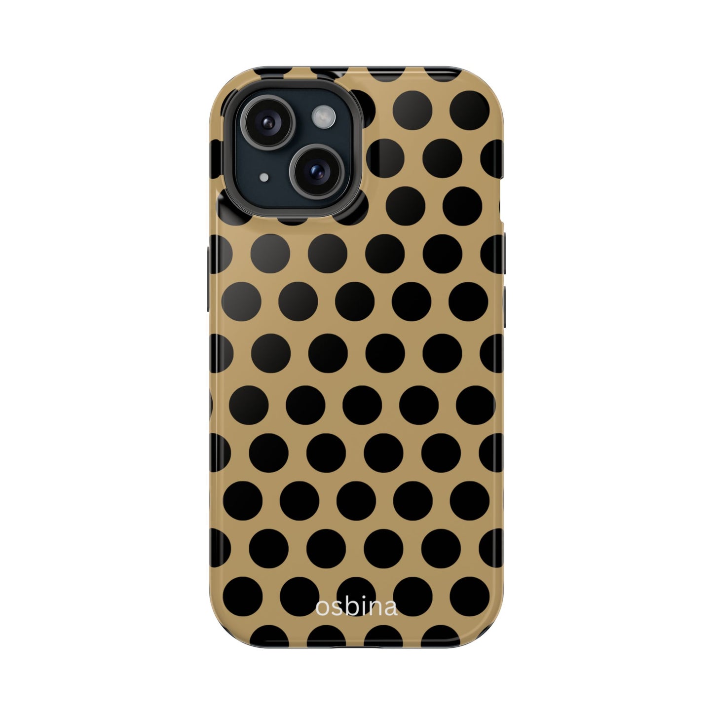 osbina | MagSafe compatible for iPhone | Camel Noir Dots Phone Case | Modern Muse Collection