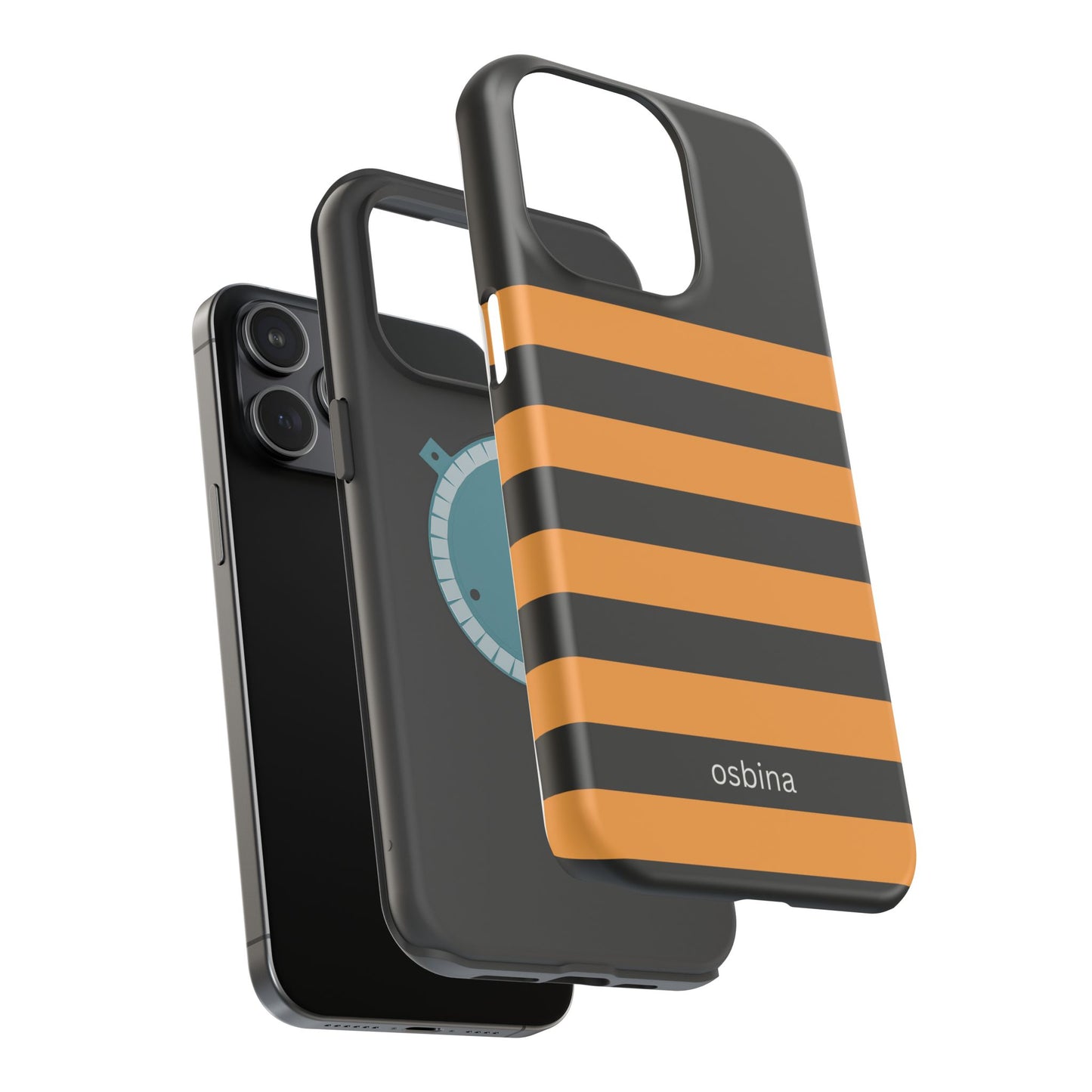 osbina | MagSafe Compatible for iPhone | The Horizon Stripe Case in Black + Orange | The Season Collective