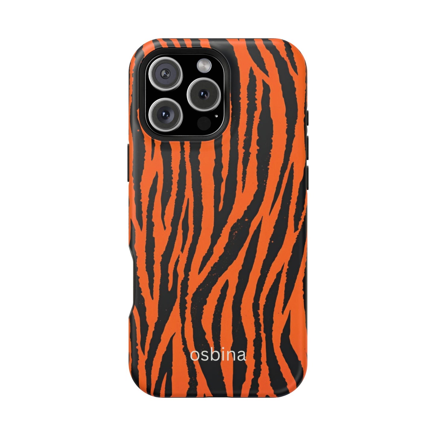 osbina | MagSafe Compatible for iPhone | Tiger, But Make It Chic — The Bengal Stripe Case in Orange + Black | The Season Collective
