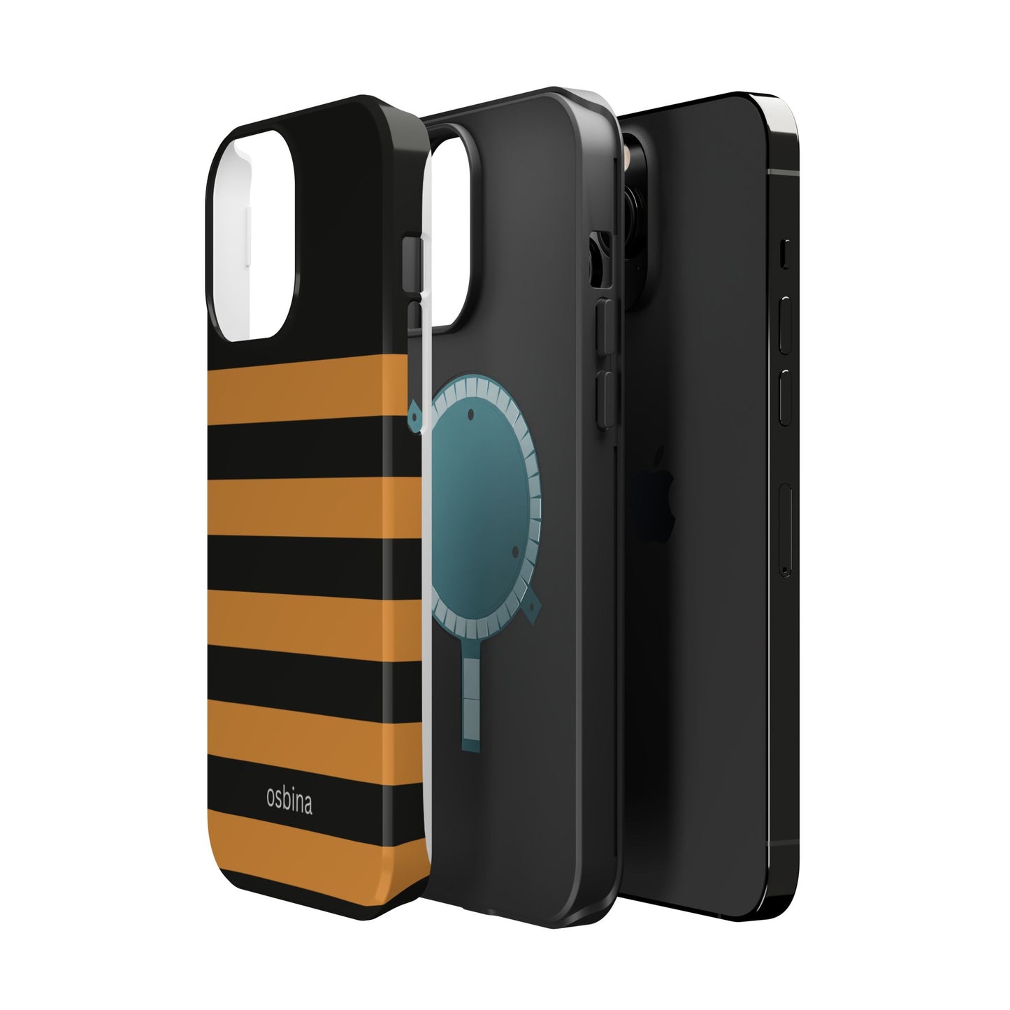 osbina | MagSafe Compatible for iPhone | The Horizon Stripe Case in Black + Orange | The Season Collective