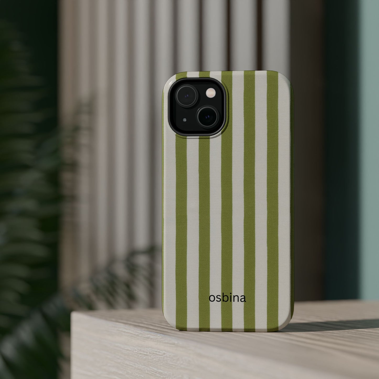 osbina | MagSafe compatible for iPhone | Verde Stripe Phone Case | Color Edit Collection