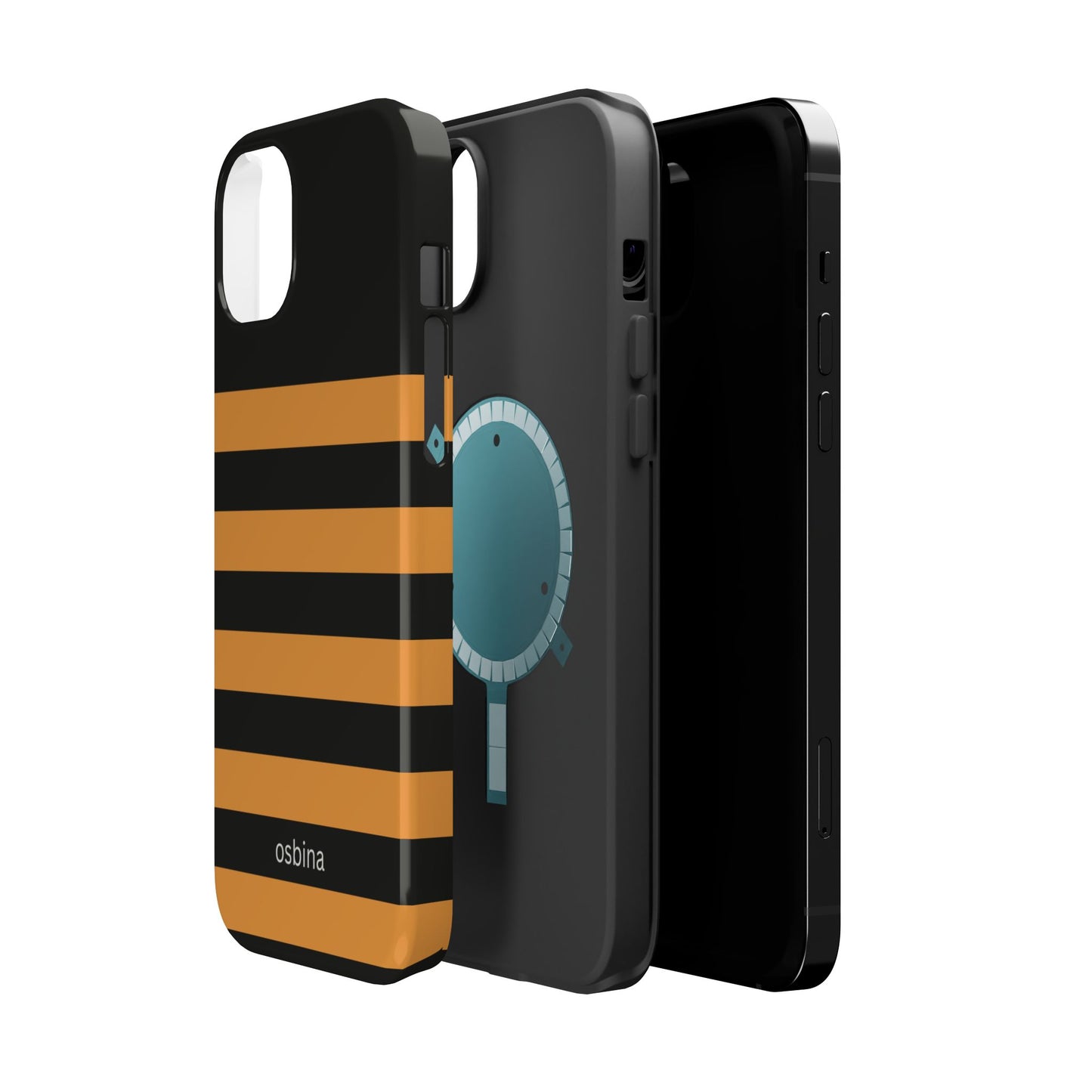 osbina | MagSafe Compatible for iPhone | The Horizon Stripe Case in Black + Orange | The Season Collective