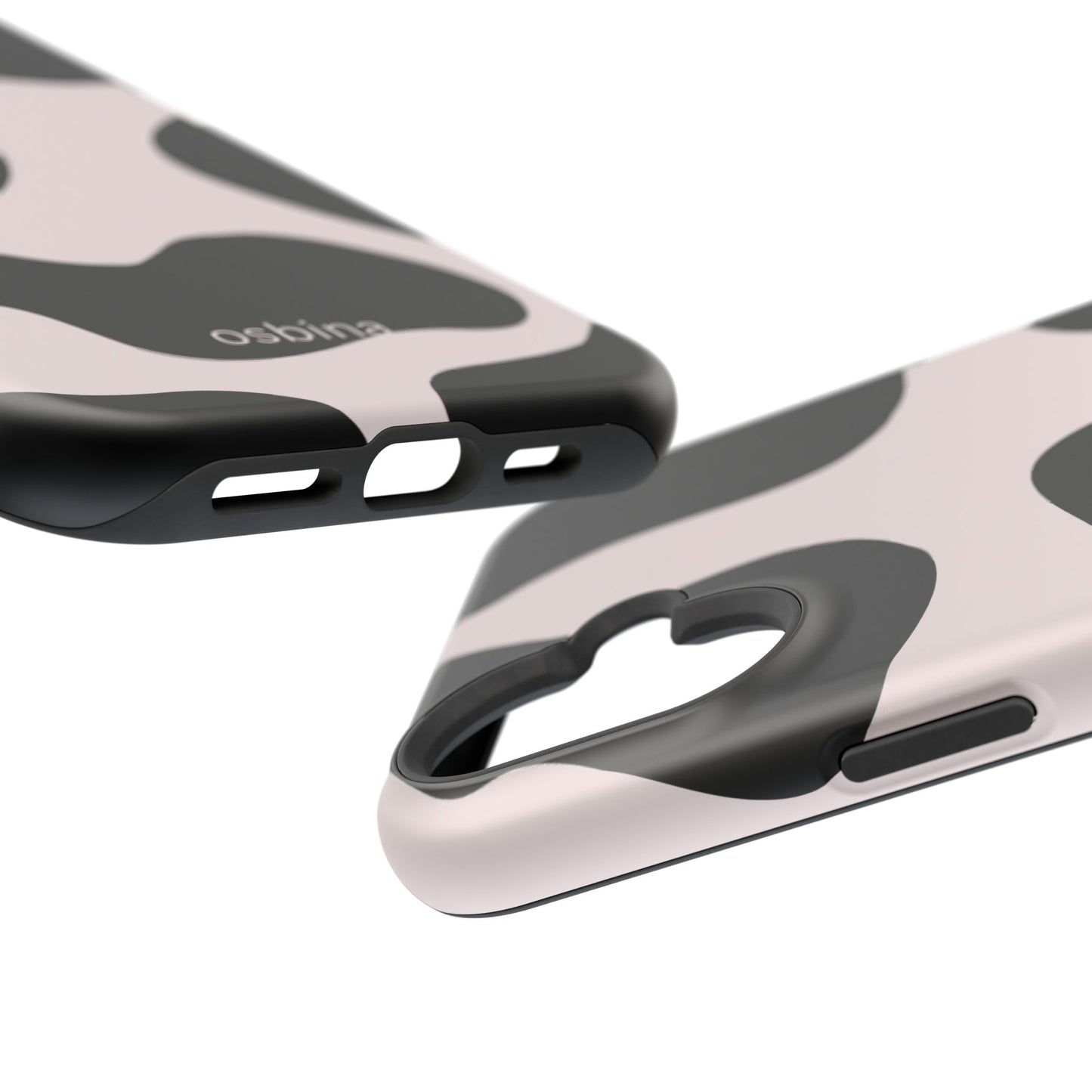 osbina | MagSafe compatible for iPhone | Prairie Chic Pink & Black Cow Print Phone Case | Modern Muse Collection