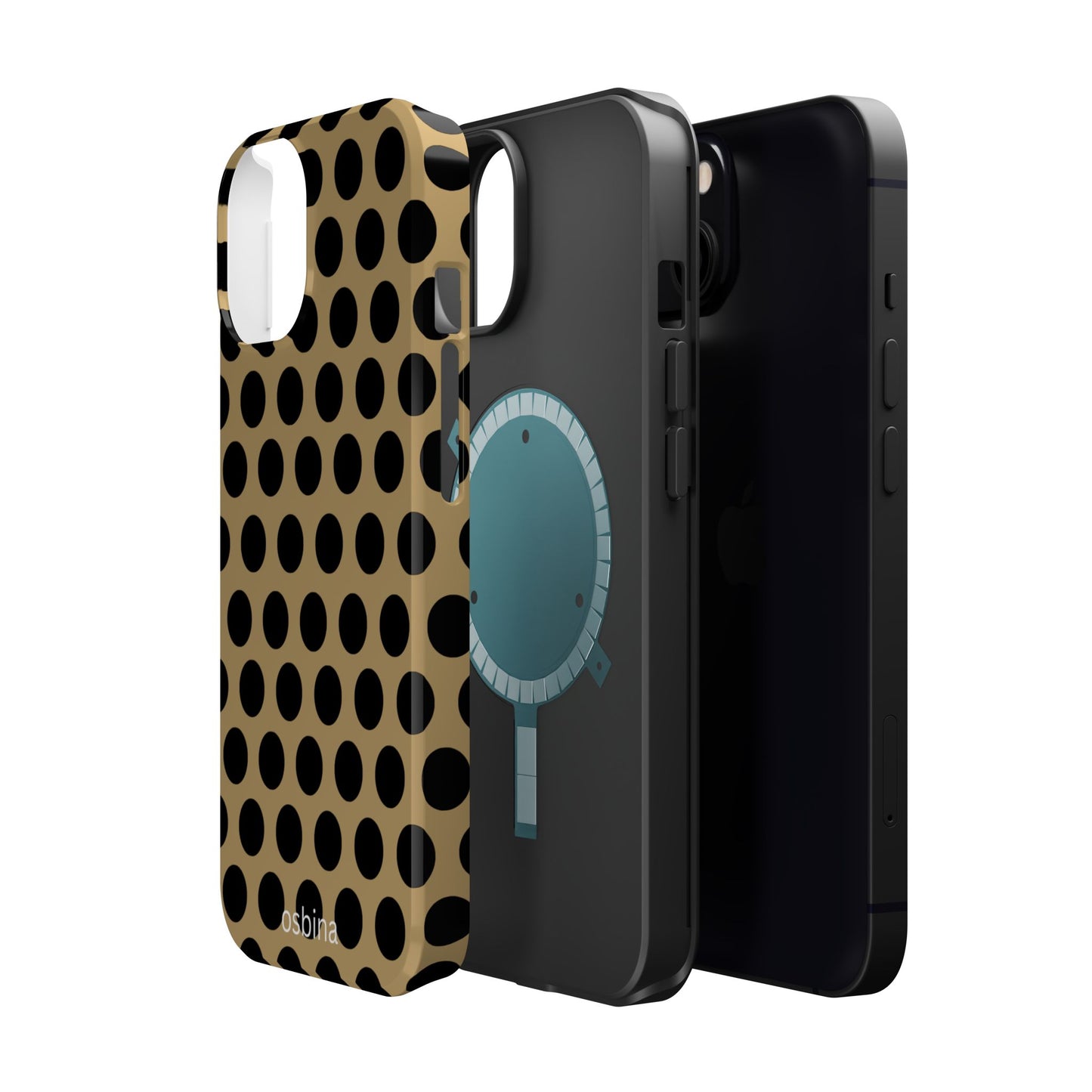 osbina | MagSafe compatible for iPhone | Camel Noir Dots Phone Case | Modern Muse Collection