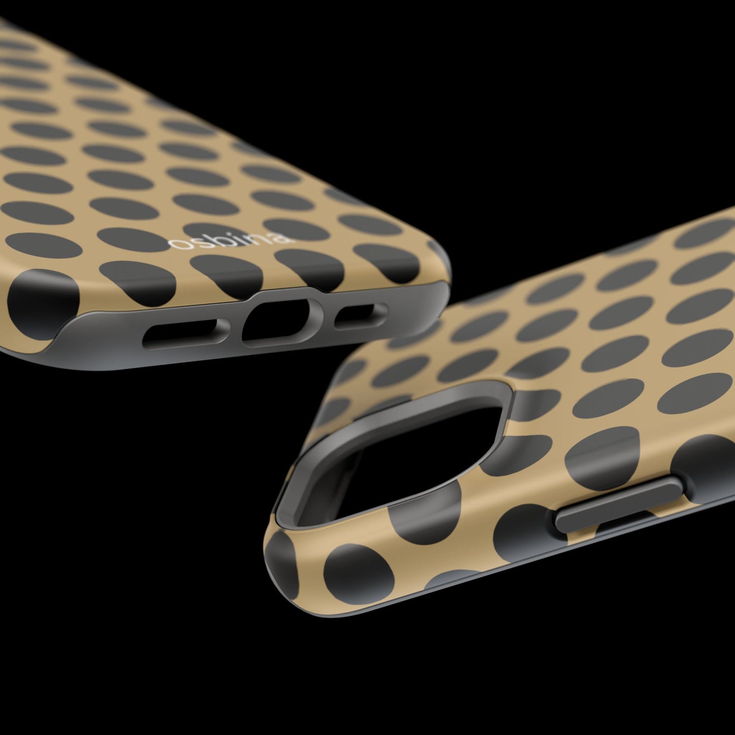 osbina | MagSafe compatible for iPhone | Camel Noir Dots Phone Case | Modern Muse Collection