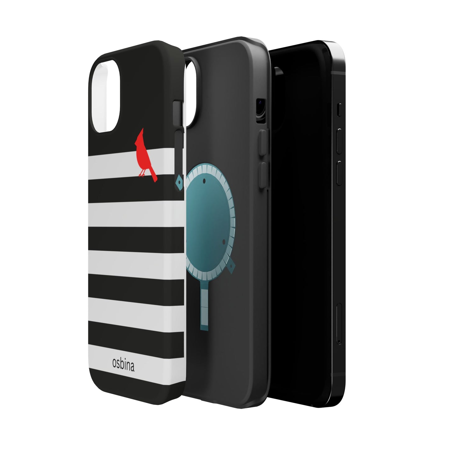 osbina | MagSafe compatible for iPhone | Redbird Edition Thinking of You Phone Case Black & White Stripe | Inspired By Collection