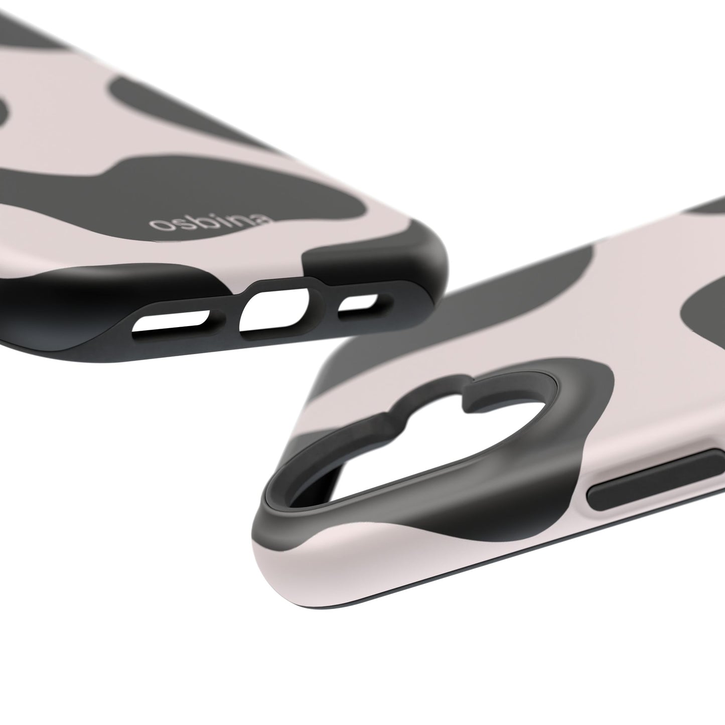 osbina | MagSafe compatible for iPhone | Prairie Chic Pink & Black Cow Print Phone Case | Modern Muse Collection