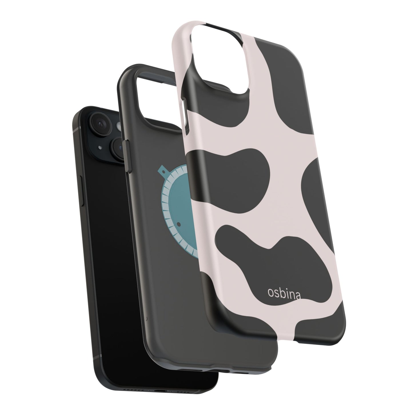osbina | MagSafe compatible for iPhone | Prairie Chic Pink & Black Cow Print Phone Case | Modern Muse Collection