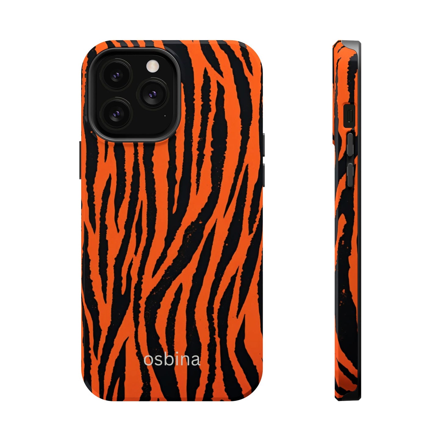 osbina | MagSafe Compatible for iPhone | Tiger, But Make It Chic — The Bengal Stripe Case in Orange + Black | The Season Collective