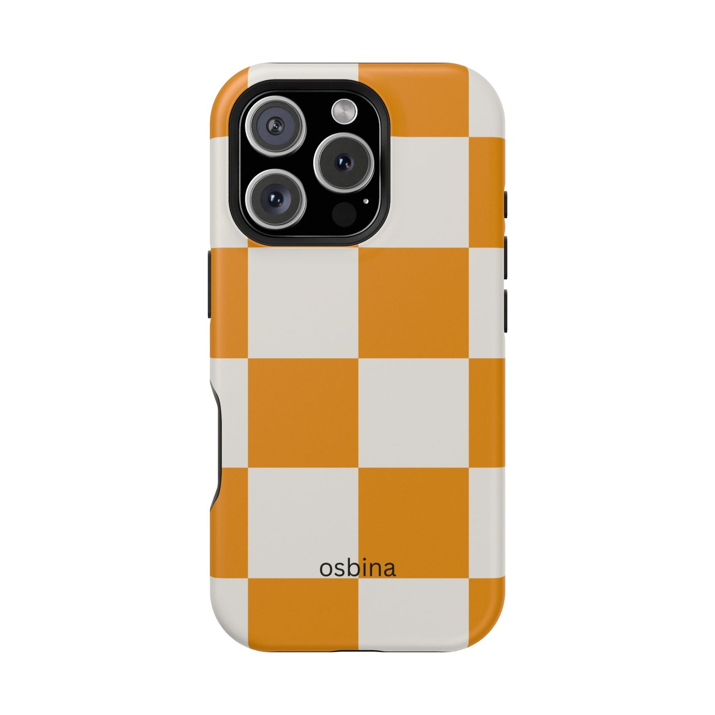 osbina | MagSafe Compatible for iPhone | Check You Out — The Orange + White Check Case | The Season Collective