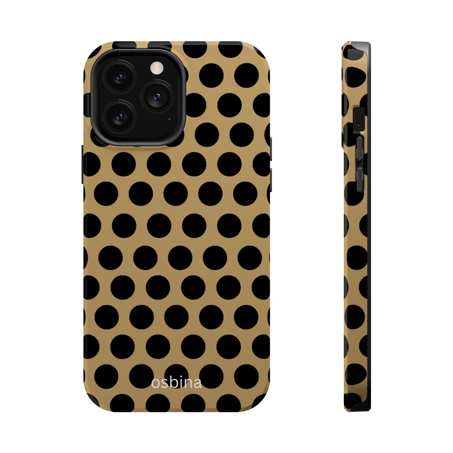 osbina | MagSafe compatible for iPhone | Camel Noir Dots Phone Case | Modern Muse Collection