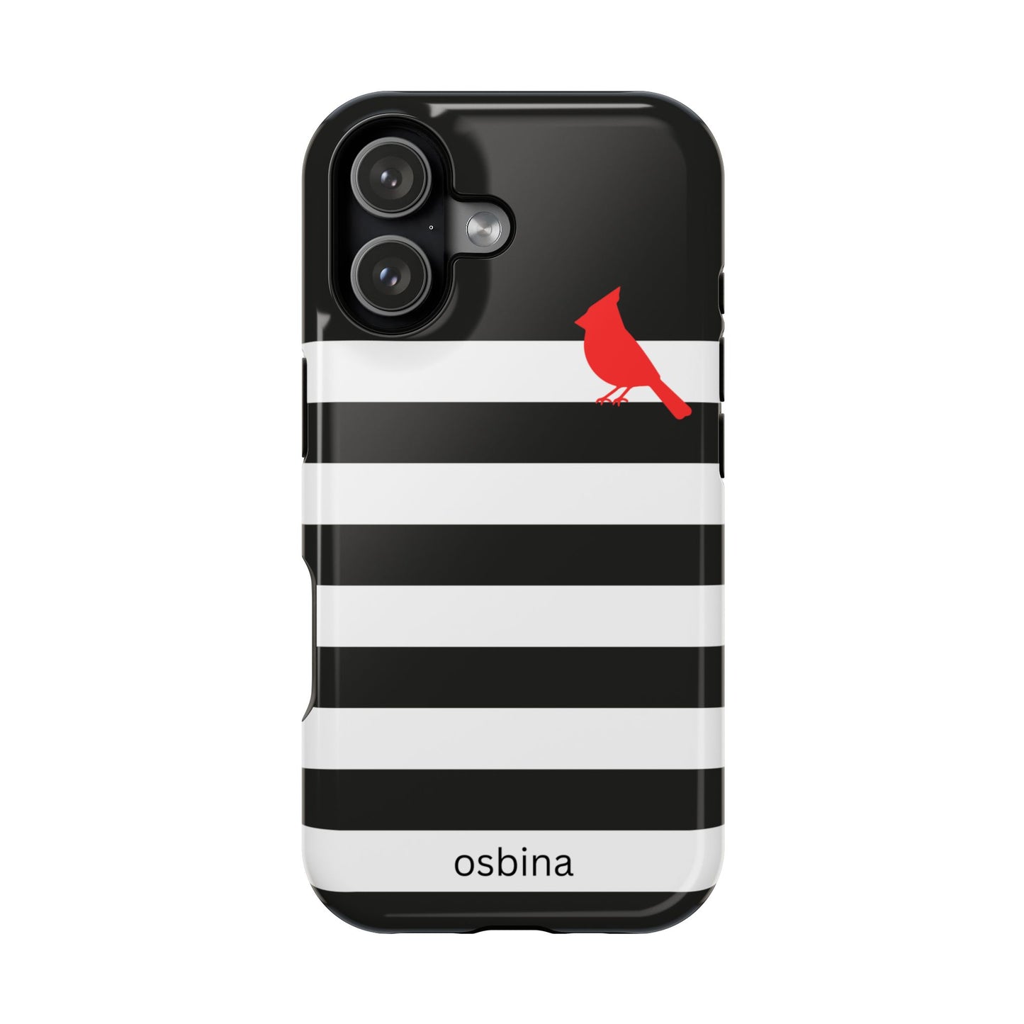 osbina | MagSafe compatible for iPhone | Redbird Edition Thinking of You Phone Case Black & White Stripe | Inspired By Collection